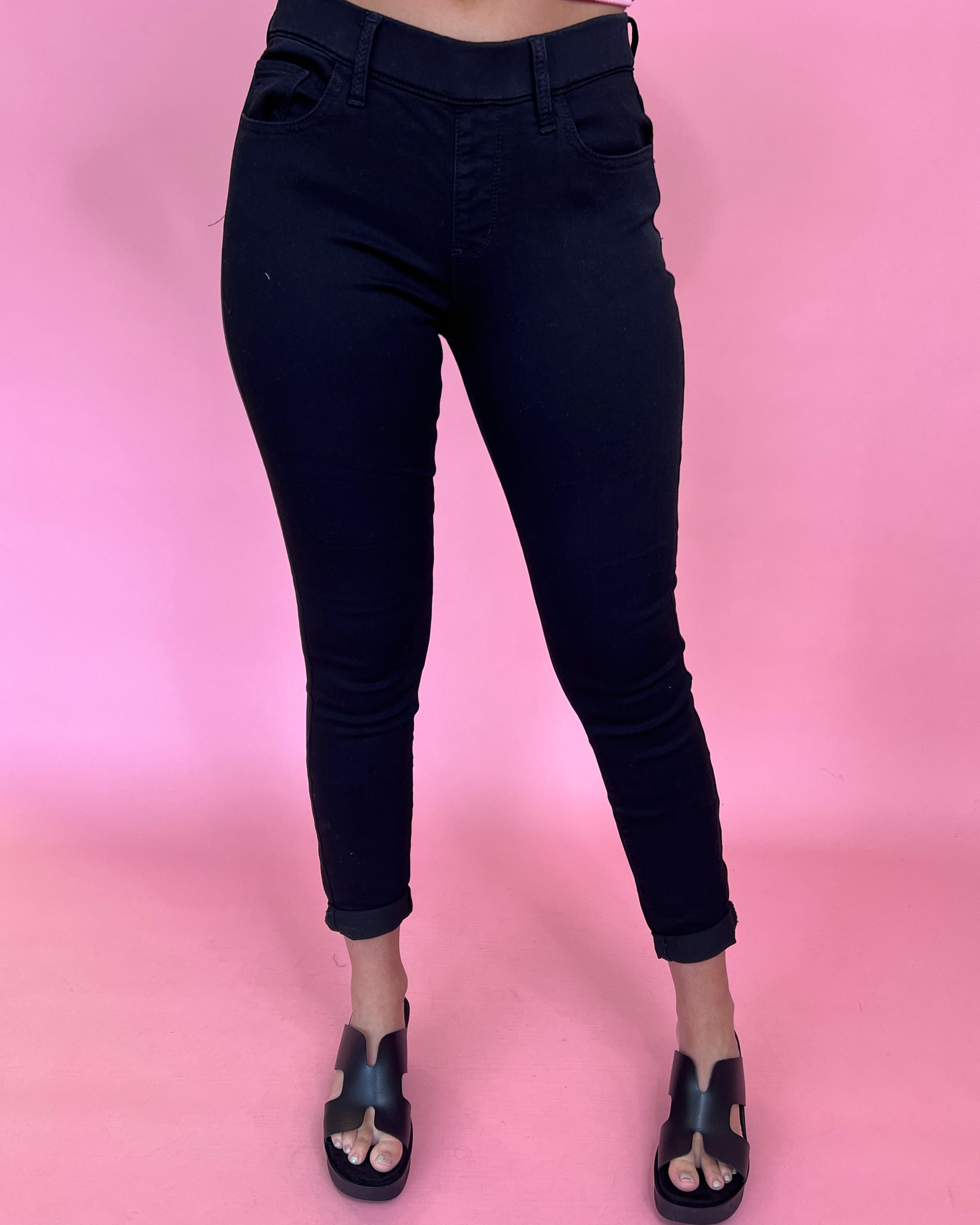 Casual Feelings Black Pull On Skinny Jeans-Shop-Womens-Boutique-Clothing