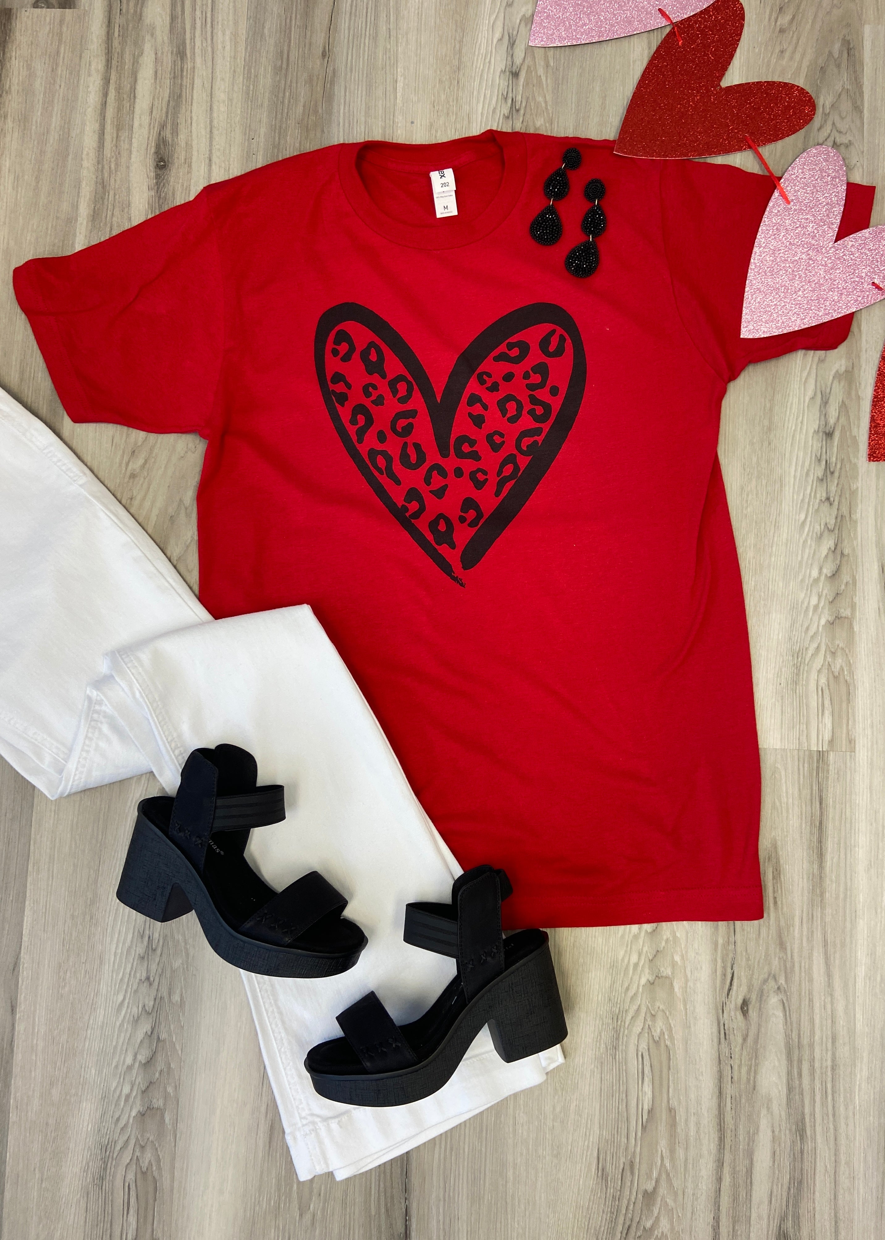 Leopard Heart Red Tee-Shop-Womens-Boutique-Clothing