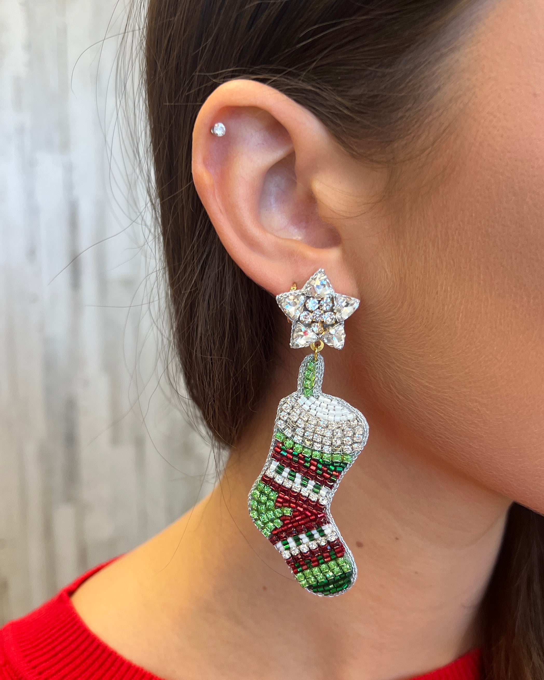Tis The Season Christmas Stocking Earrings-Shop-Womens-Boutique-Clothing