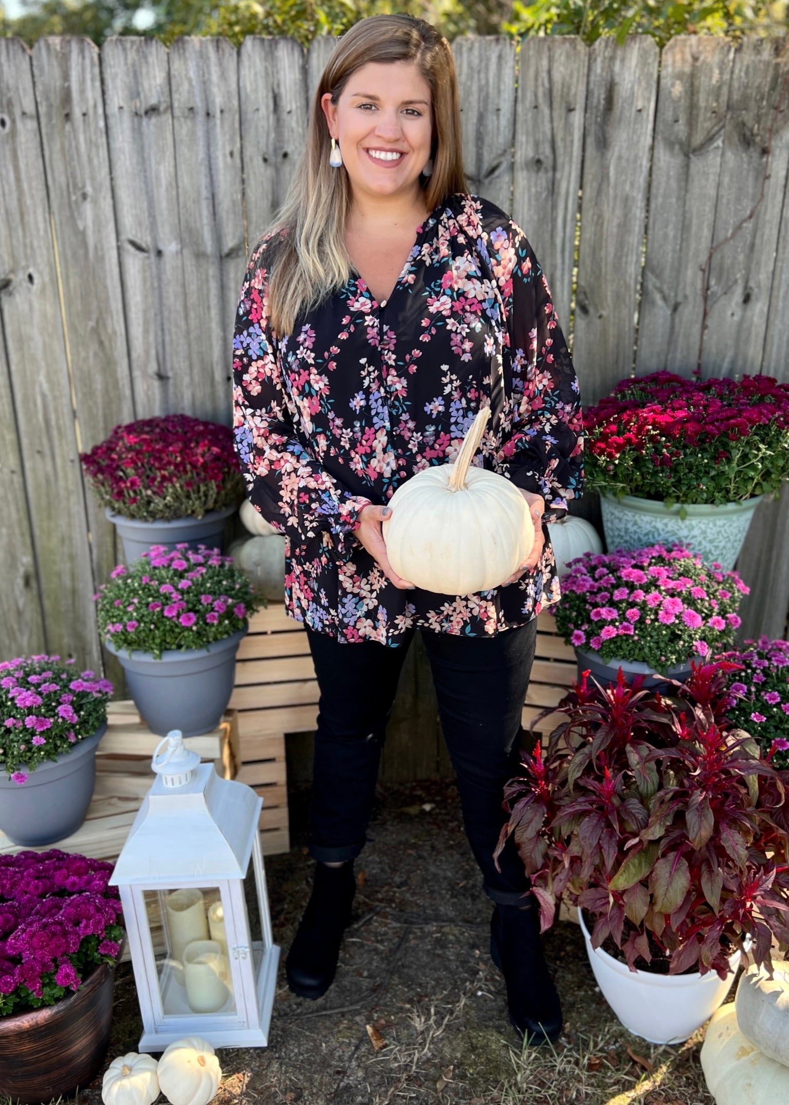 Simple Romance Black Plus Size Floral Top-Shop-Womens-Boutique-Clothing