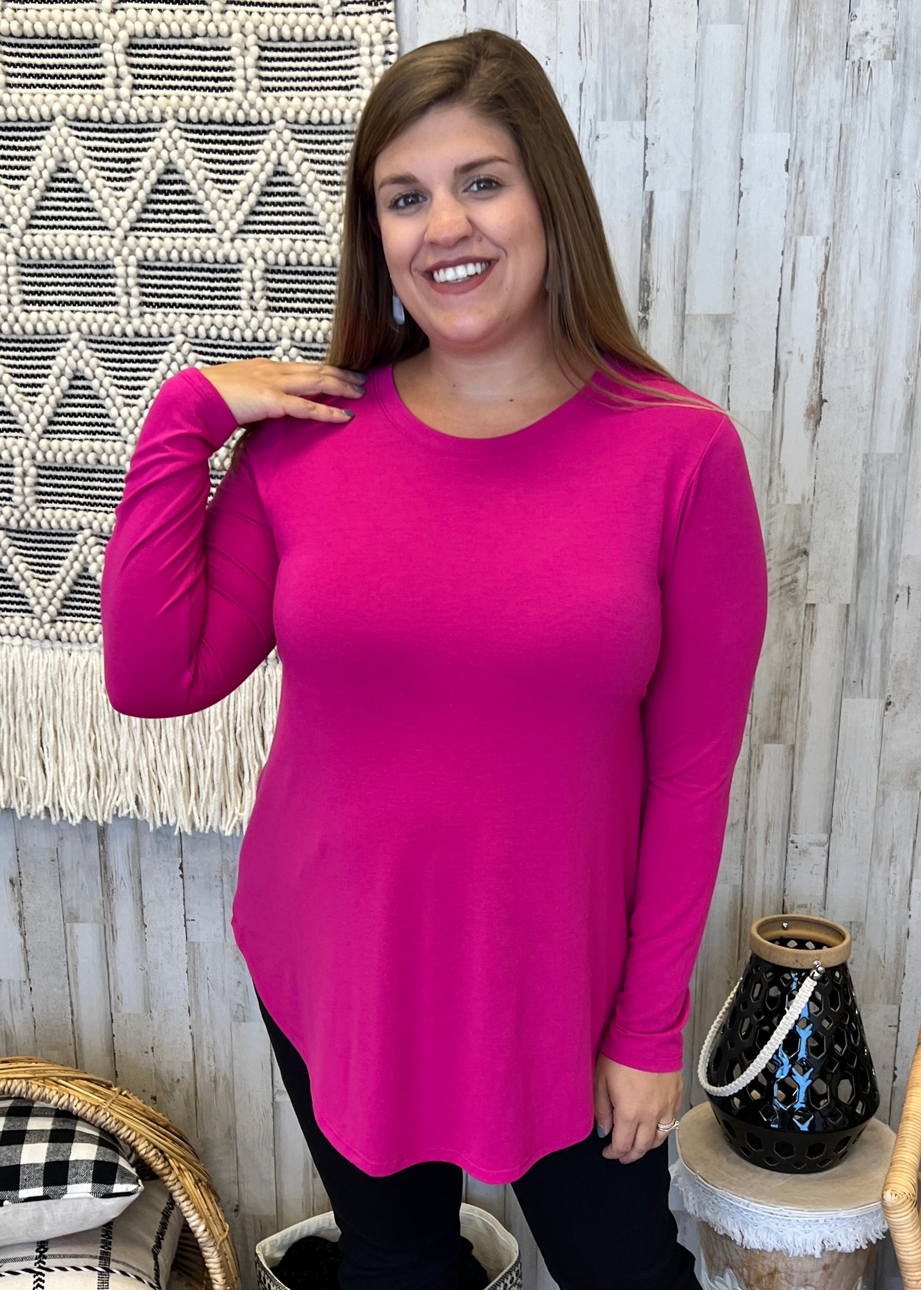 Enough Of You Plus Size Magenta Round Neck Top-Shop-Womens-Boutique-Clothing