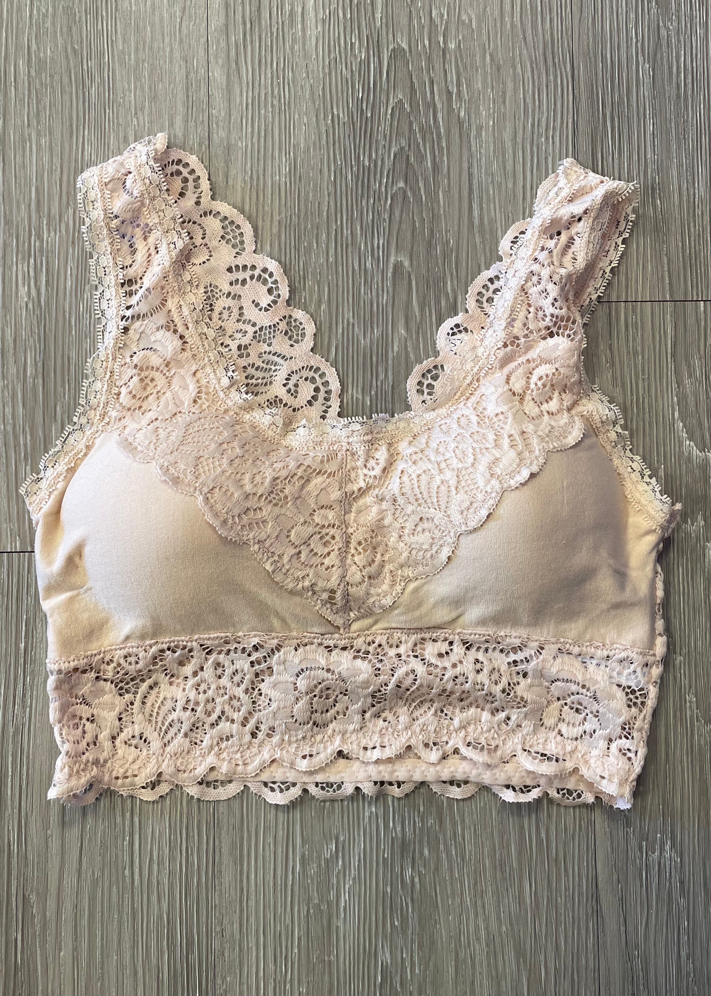 Divine Comfort Beige Padded Lace Bralette-Shop-Womens-Boutique-Clothing