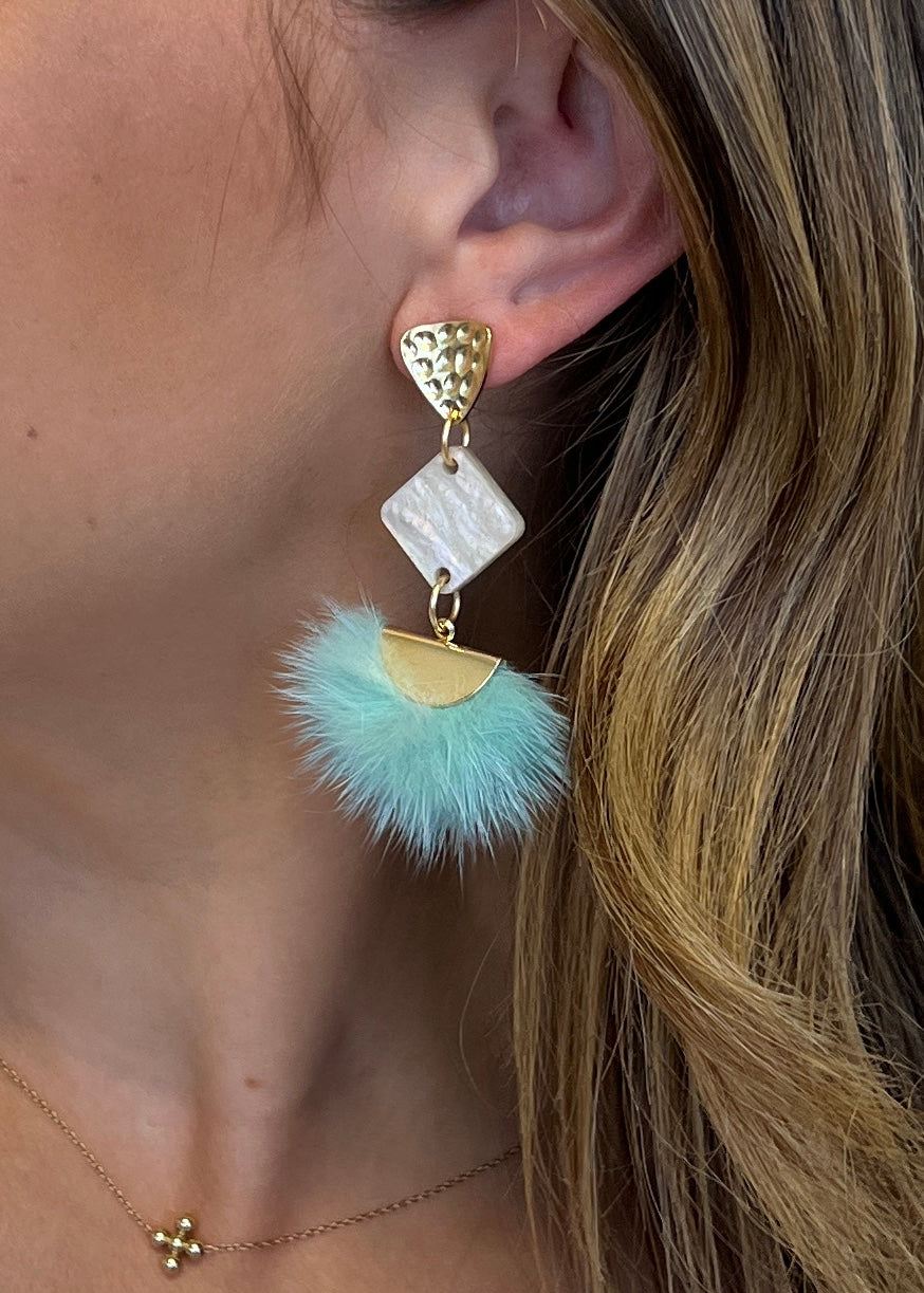 Grab Their Attention Turquoise Puff Earrings-Shop-Womens-Boutique-Clothing