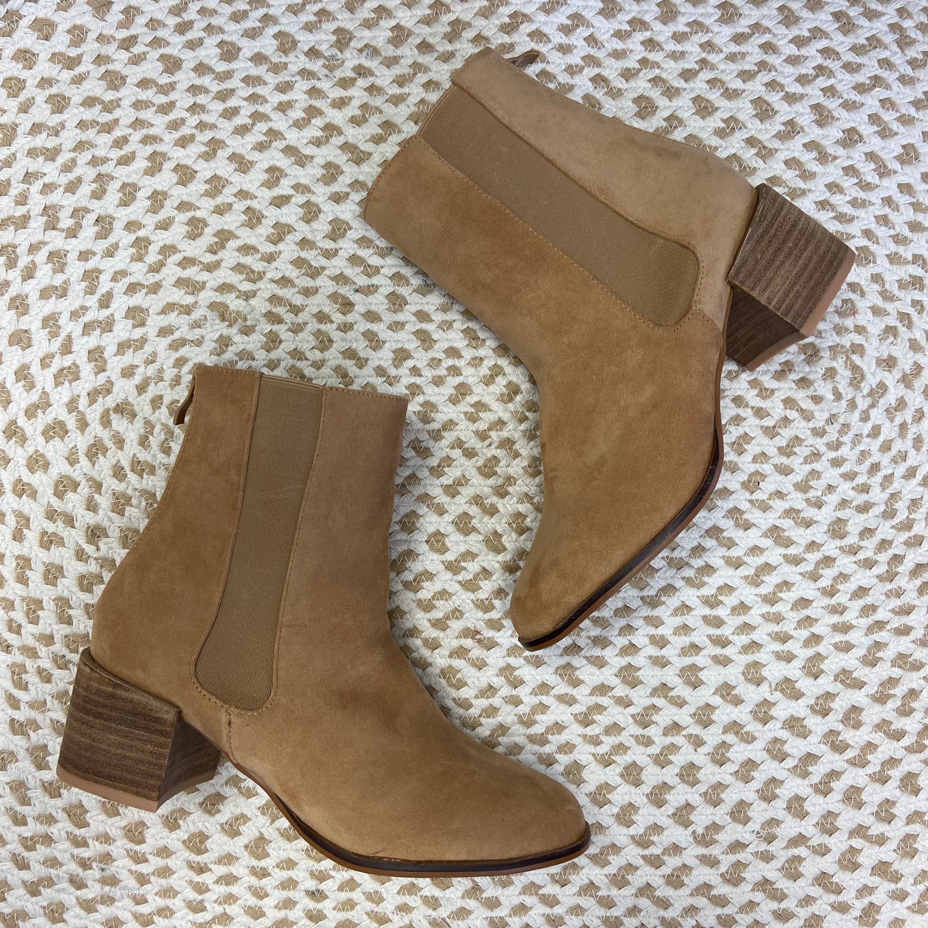 Rory Toffee Suede Block Heel Bootie-Shop-Womens-Boutique-Clothing