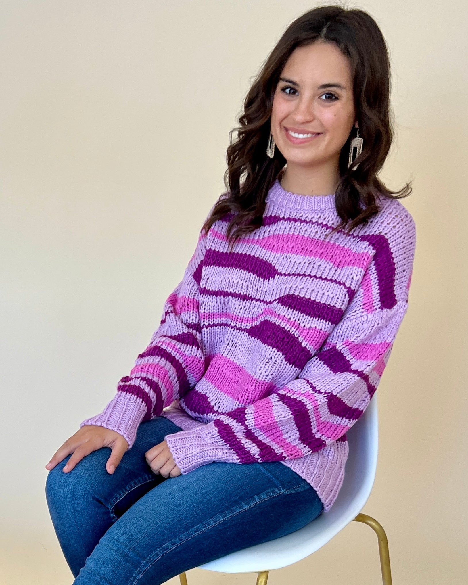 Eyes On You Orchid Chunky Stripe Sweater-Shop-Womens-Boutique-Clothing