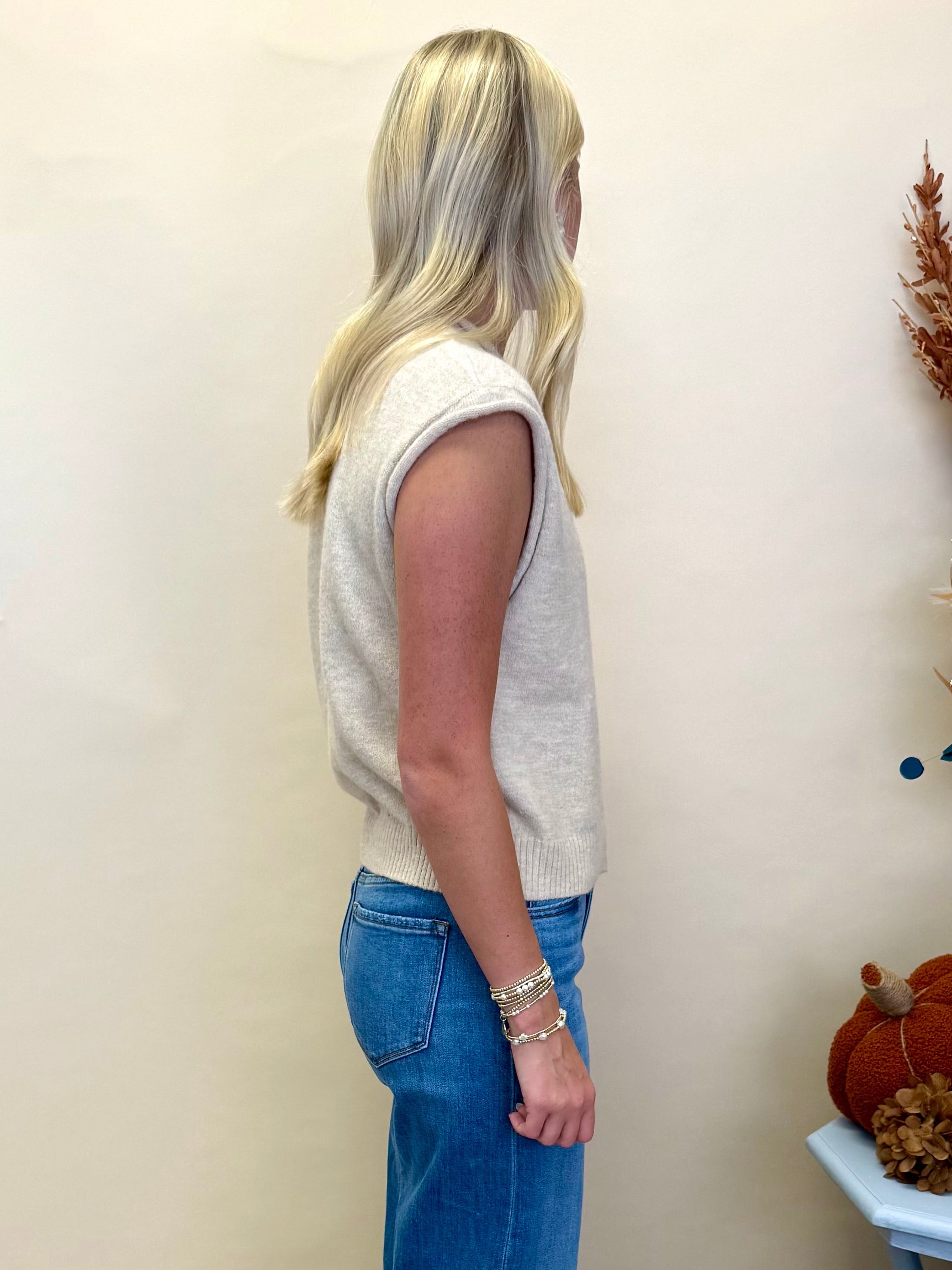 Cottage Bloom Natural Sweater Vest-Shop-Womens-Boutique-Clothing