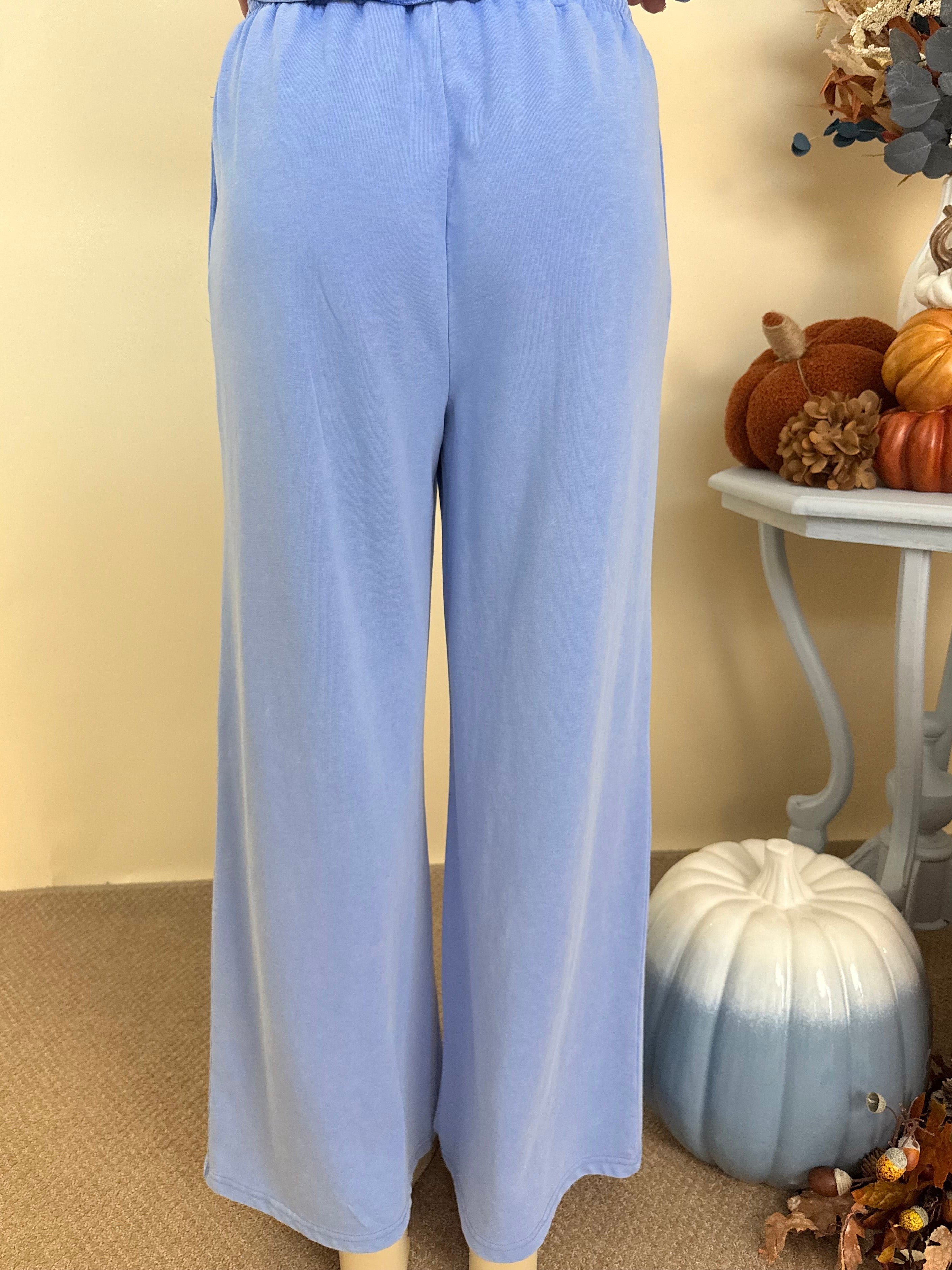Day Well Spent Blue Drawstring Wide Leg Pants-Shop-Womens-Boutique-Clothing