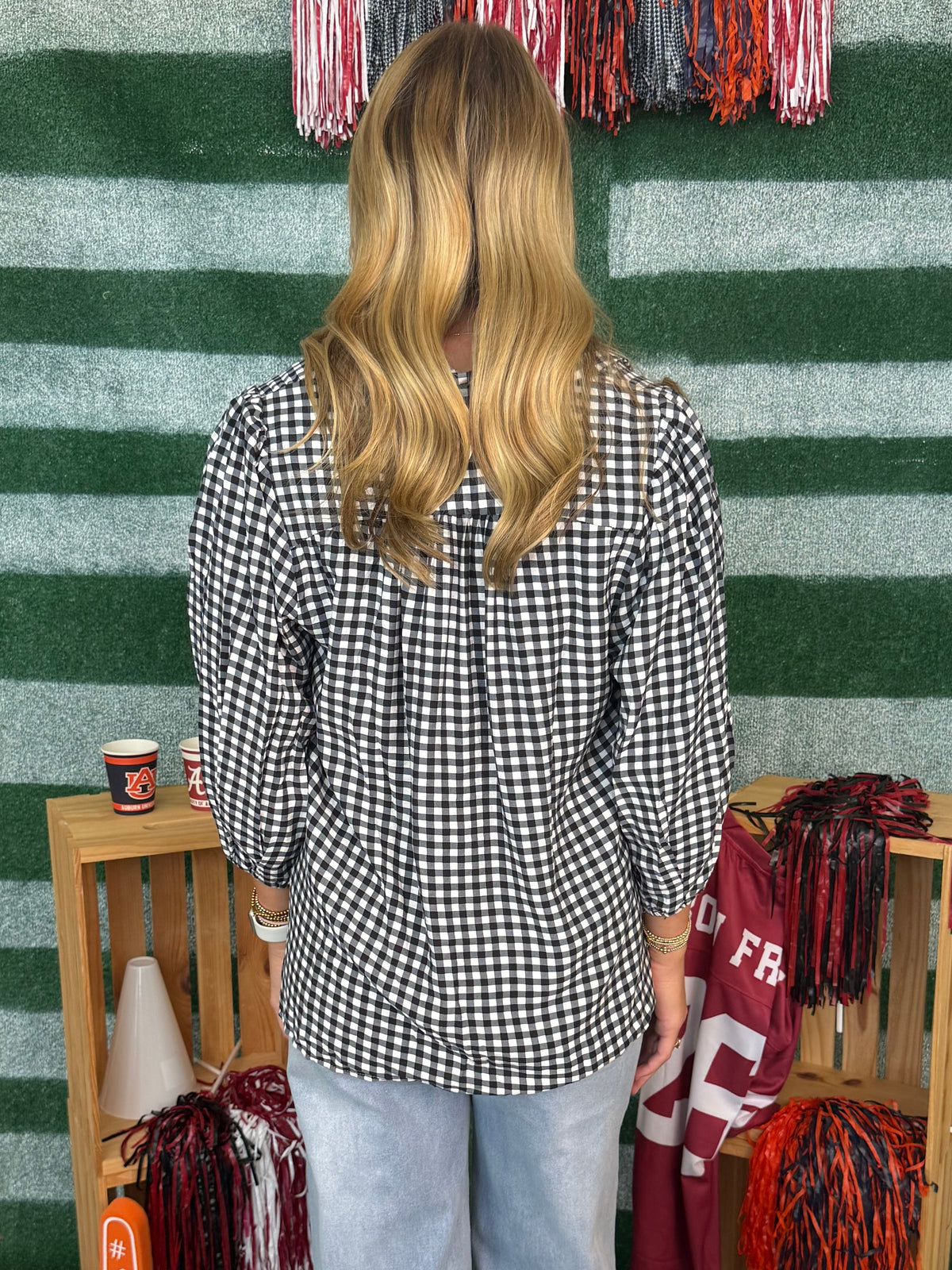 The Weekend Black Checkered Open Collared Top-Shop-Womens-Boutique-Clothing