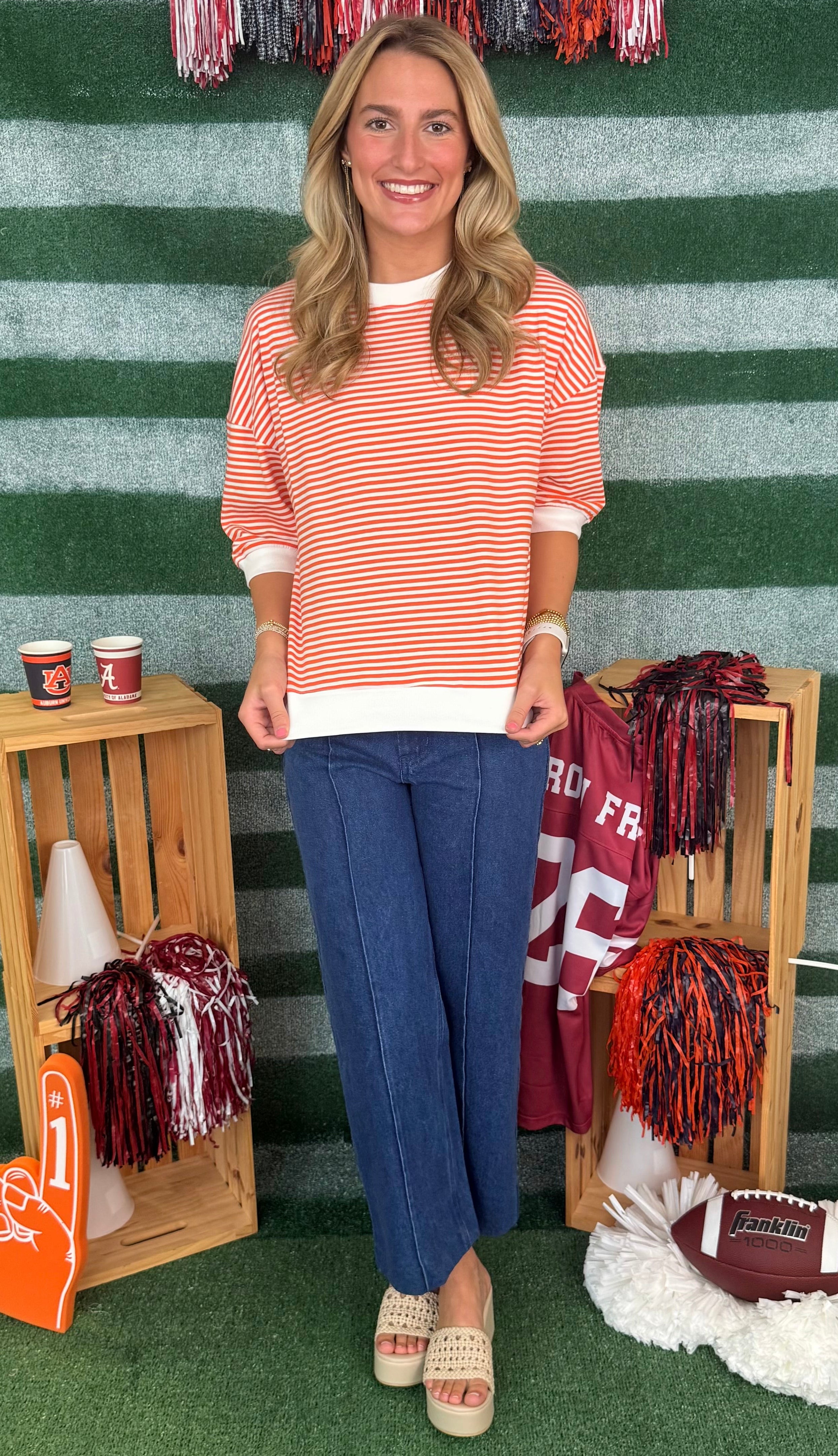 Stay Near Orange Striped Top-Shop-Womens-Boutique-Clothing