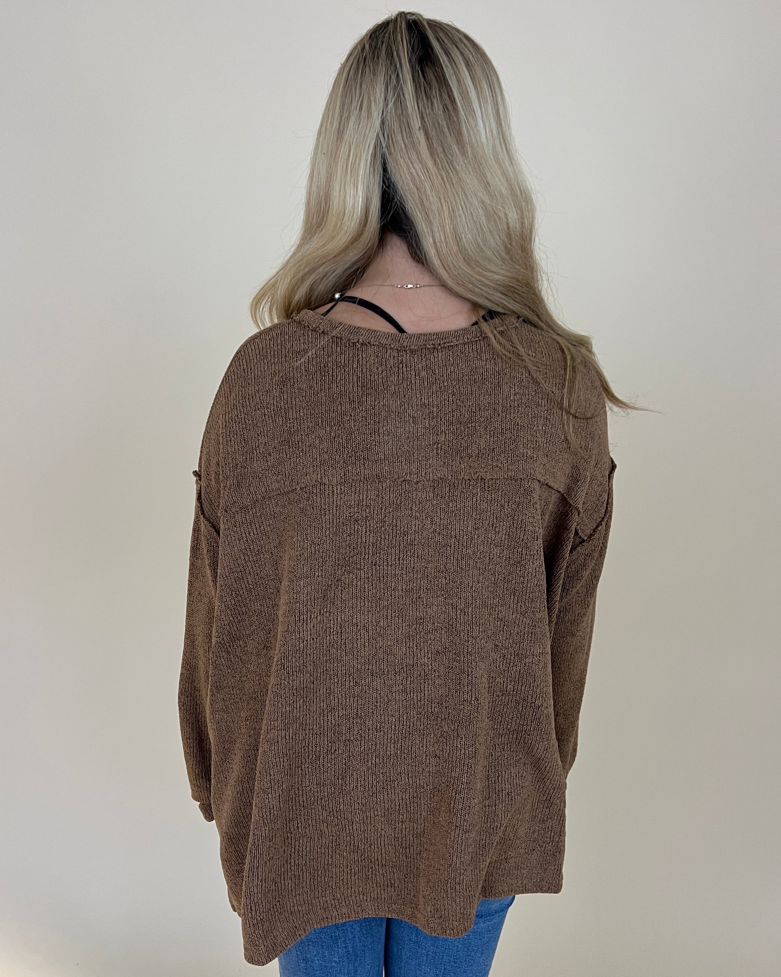 Call Me Later Ochre Knit Boxy Raw Edge Top-Shop-Womens-Boutique-Clothing