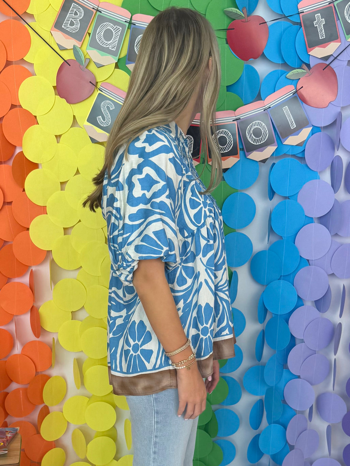 Blooming Romance Blue Boho Floral Smocked Top-Shop-Womens-Boutique-Clothing