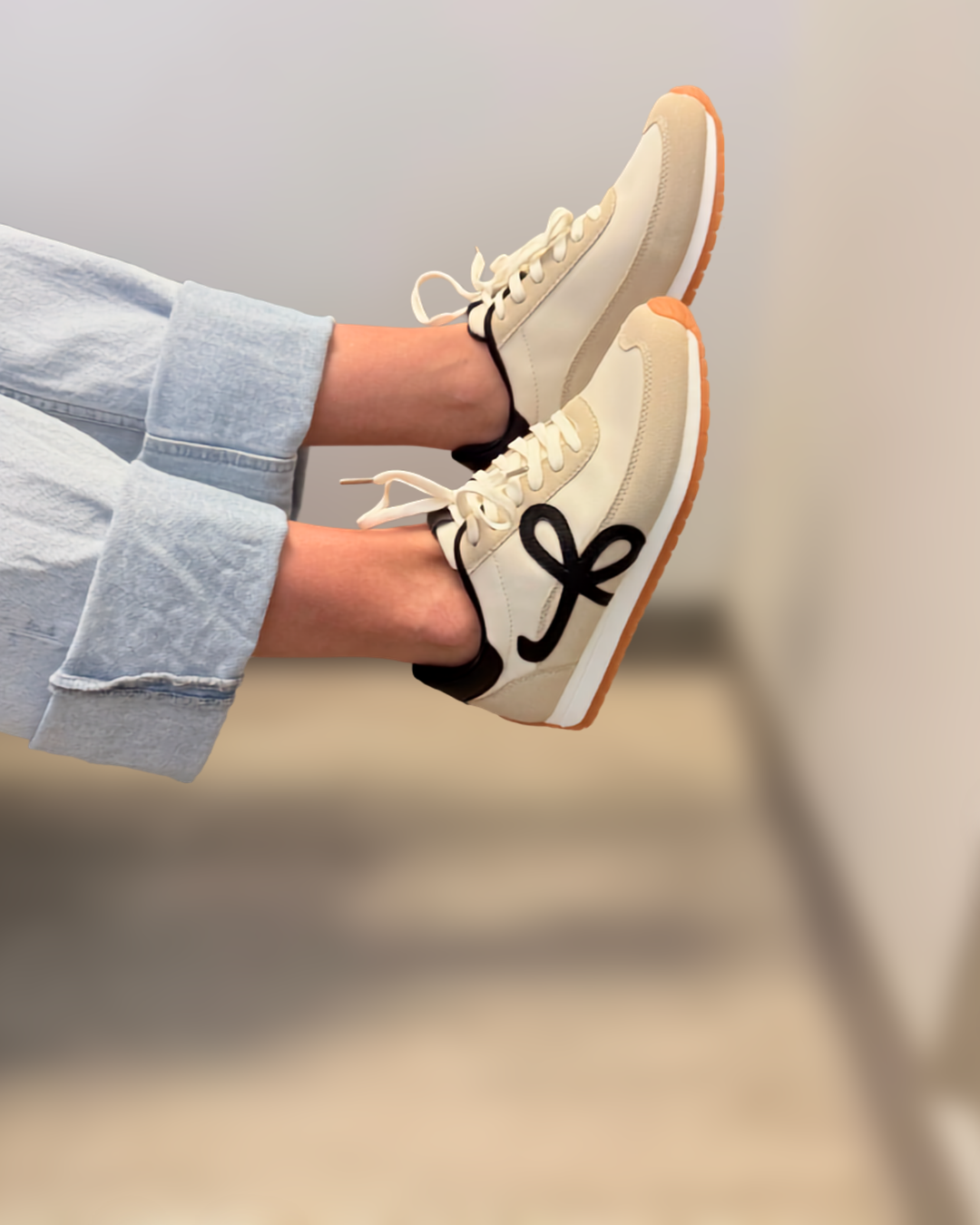Valentina Taupe/Black Bow Detail Lace Up Sneakers-Shop-Womens-Boutique-Clothing
