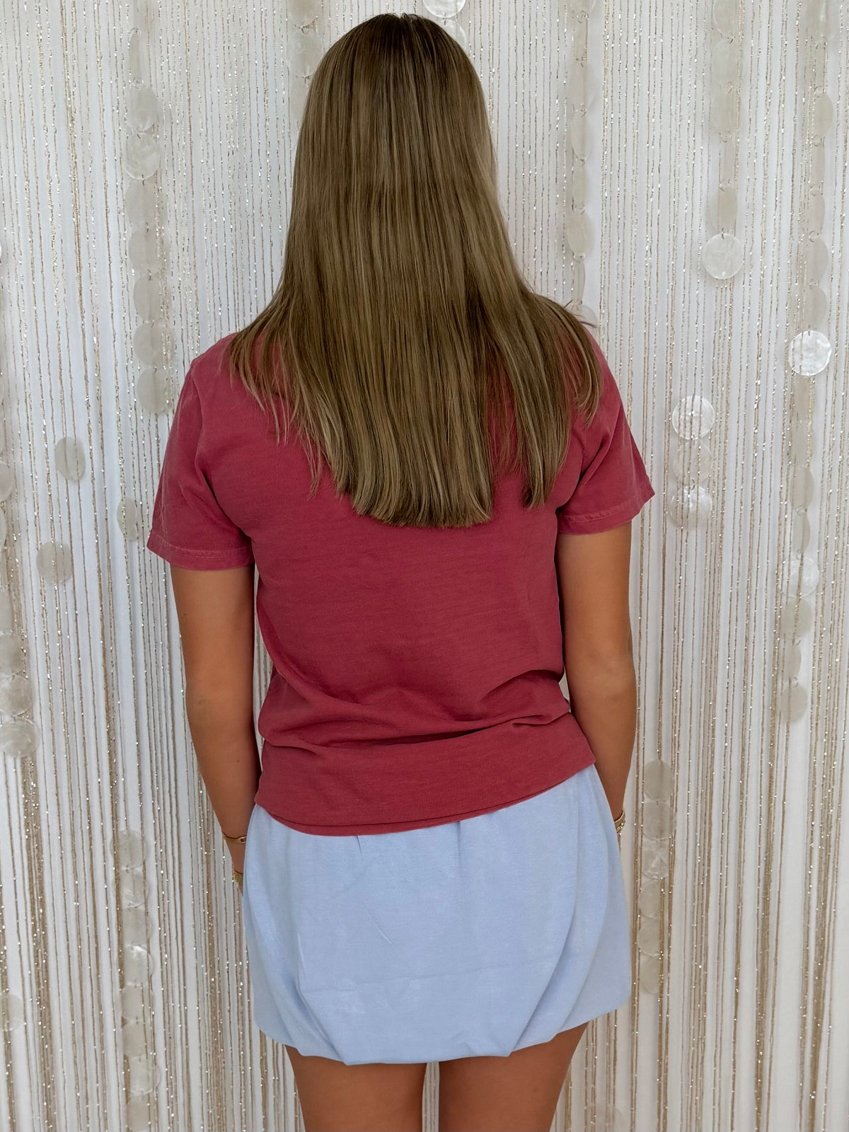 LULU MAC Crimson Houndstooth Tee-Shop-Womens-Boutique-Clothing