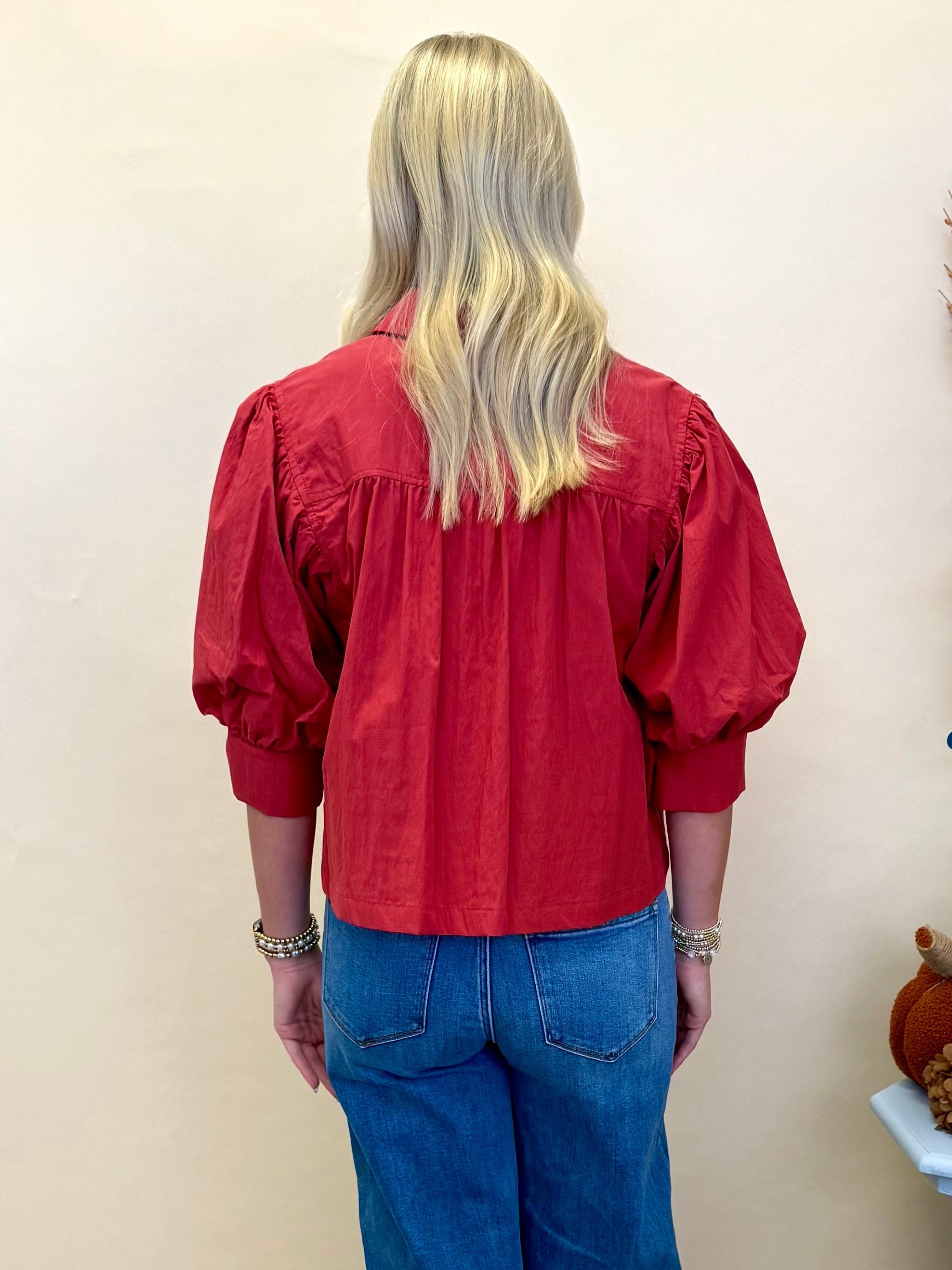 Sweet Intentions Tomato Button Down Top-Shop-Womens-Boutique-Clothing