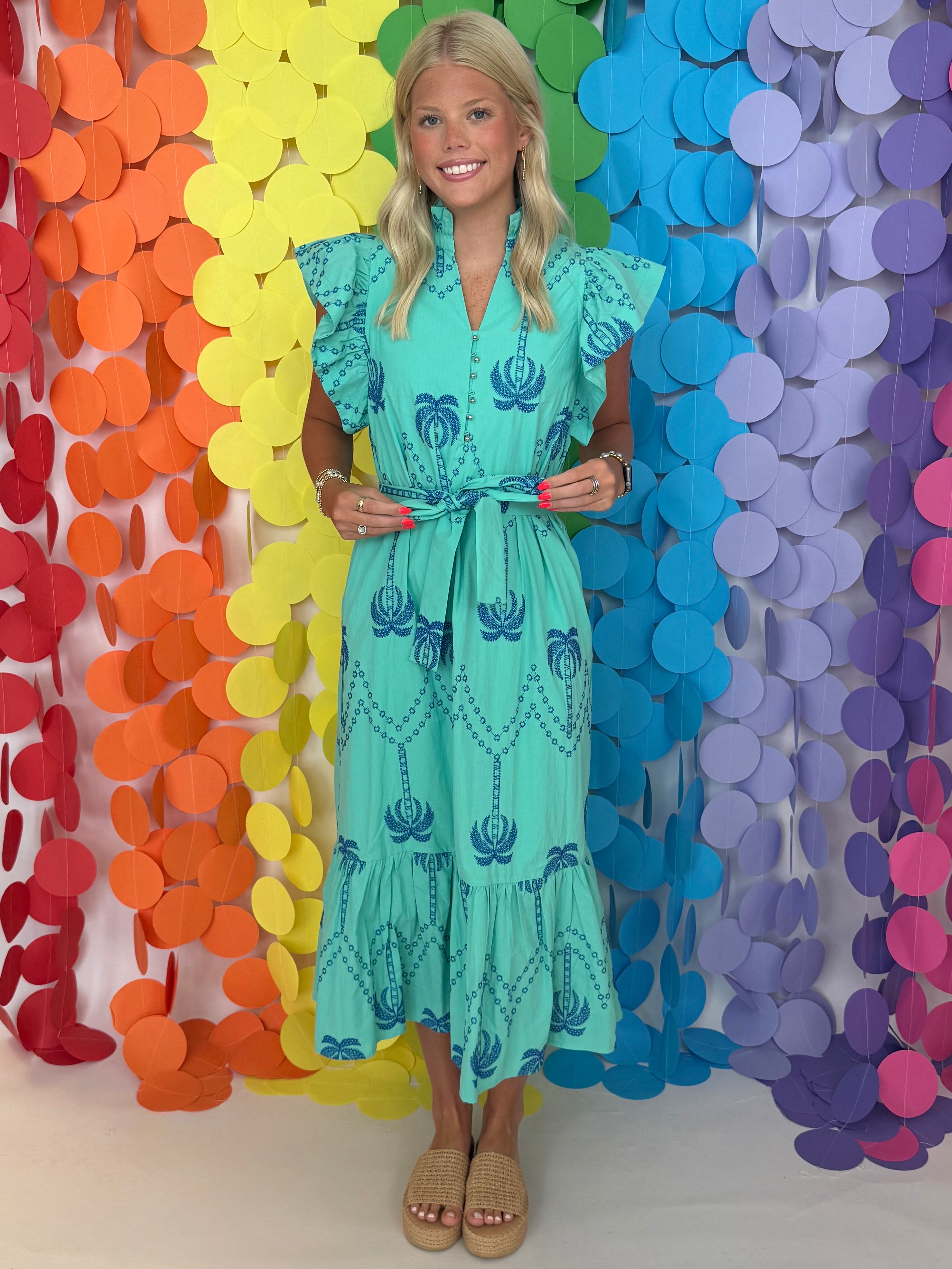 Desert Bloom Mint Palm Tree Dress-Shop-Womens-Boutique-Clothing