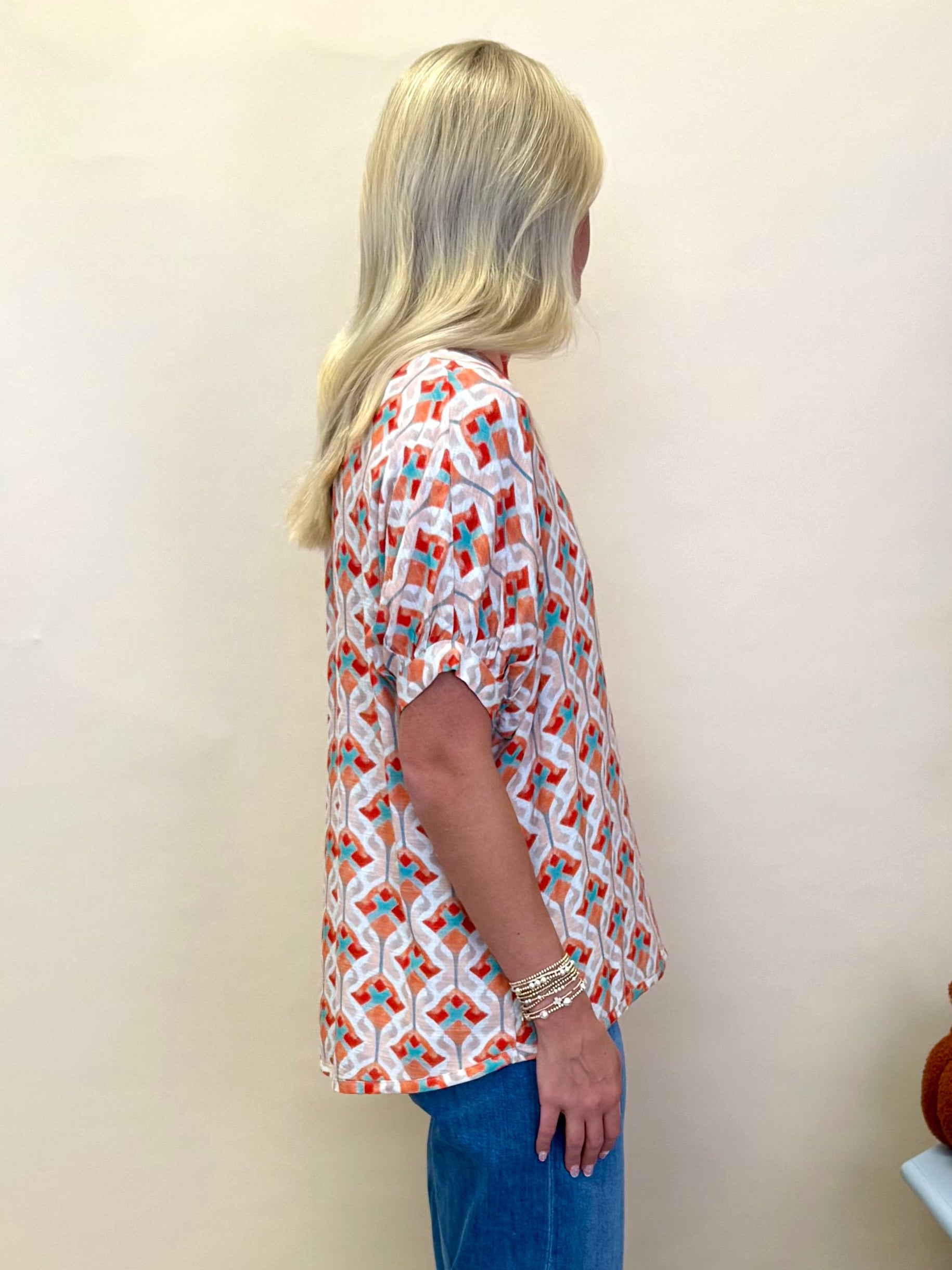 Hopelessly Yours Sunkist Mix Printed Dolman Top-Shop-Womens-Boutique-Clothing