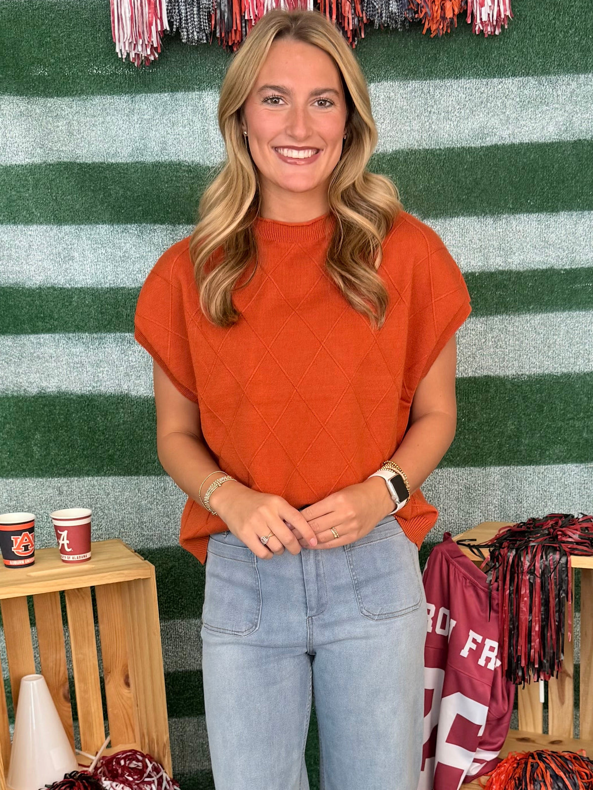 Once More Pumpkin Drop Shoulder Mock Neck Sweater-Shop-Womens-Boutique-Clothing