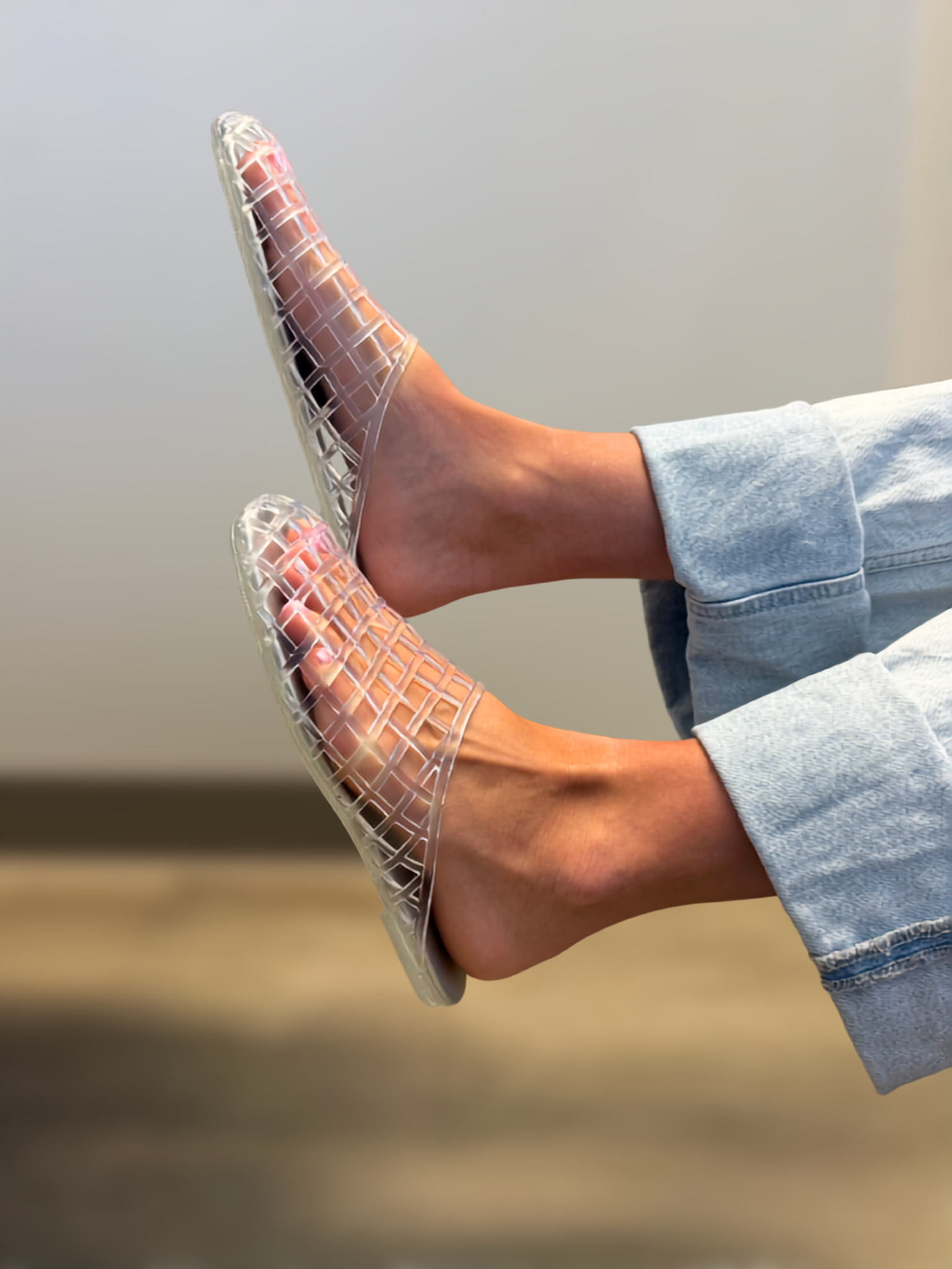 Olivia Clear Jelly Flat Sandal-Shop-Womens-Boutique-Clothing