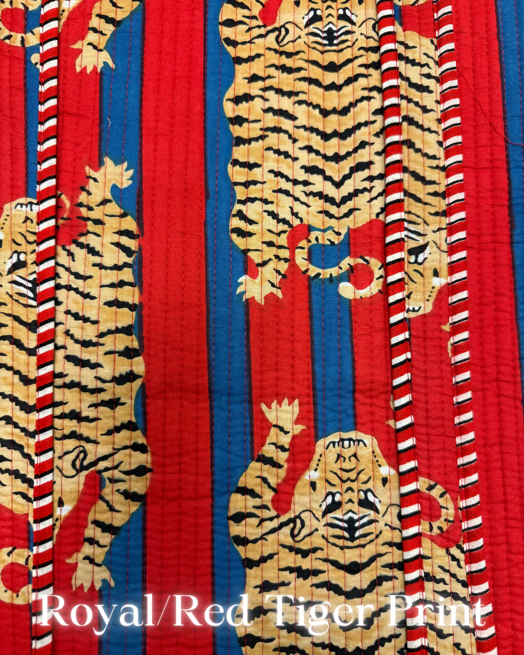 Printed Quilted Tote Bag-Royal/Red Tiger Print-Regular-Shop-Womens-Boutique-Clothing