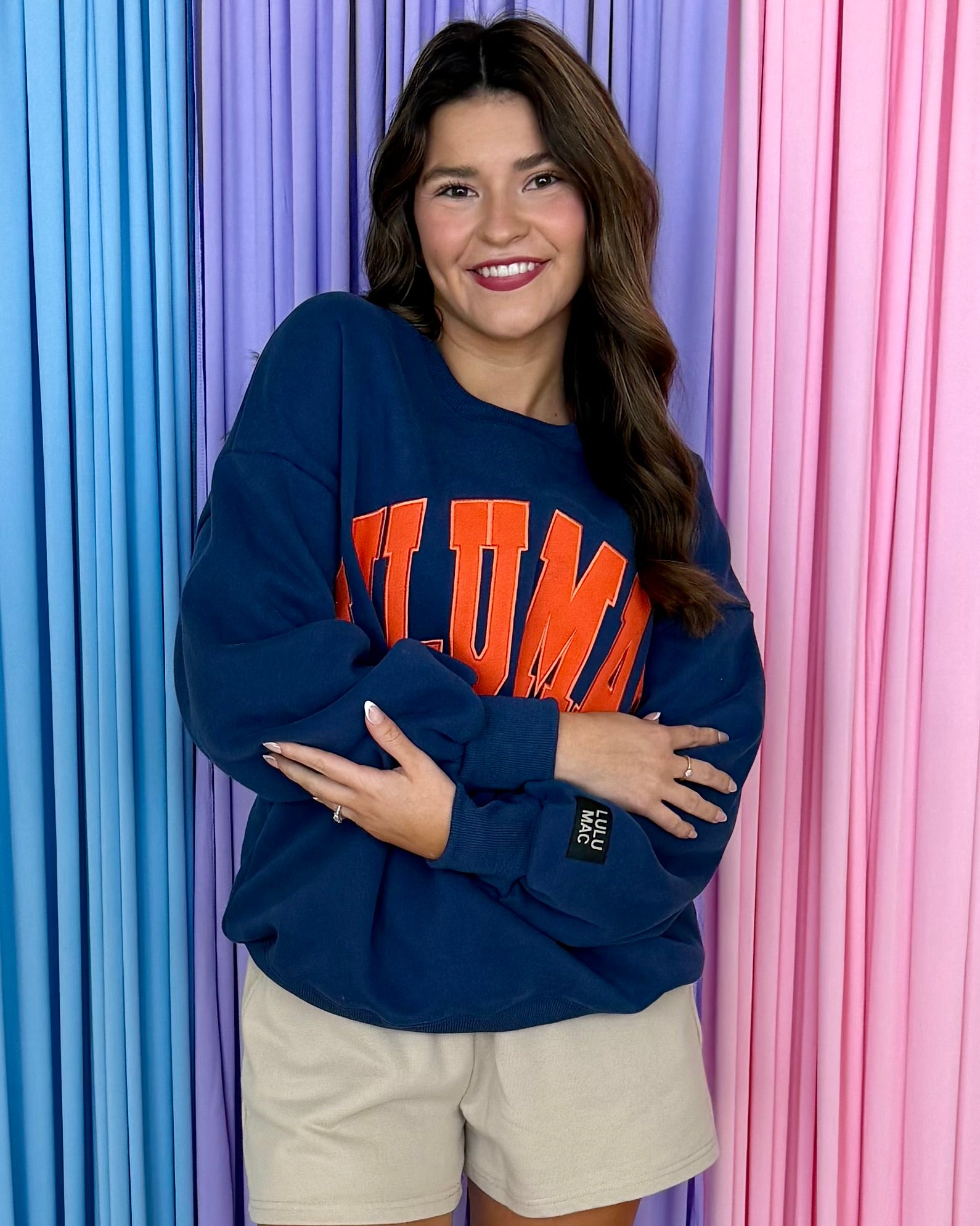 LULU MAC Navy/Orange Sweatshirt-Shop-Womens-Boutique-Clothing