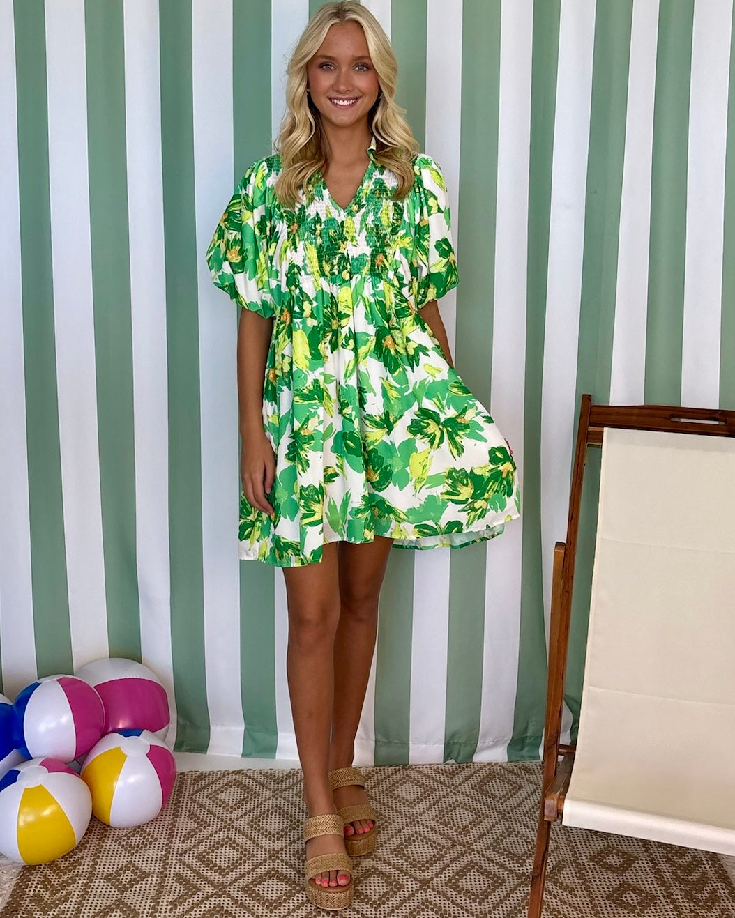 Frequent Dreams Green Floral Dress-Shop-Womens-Boutique-Clothing