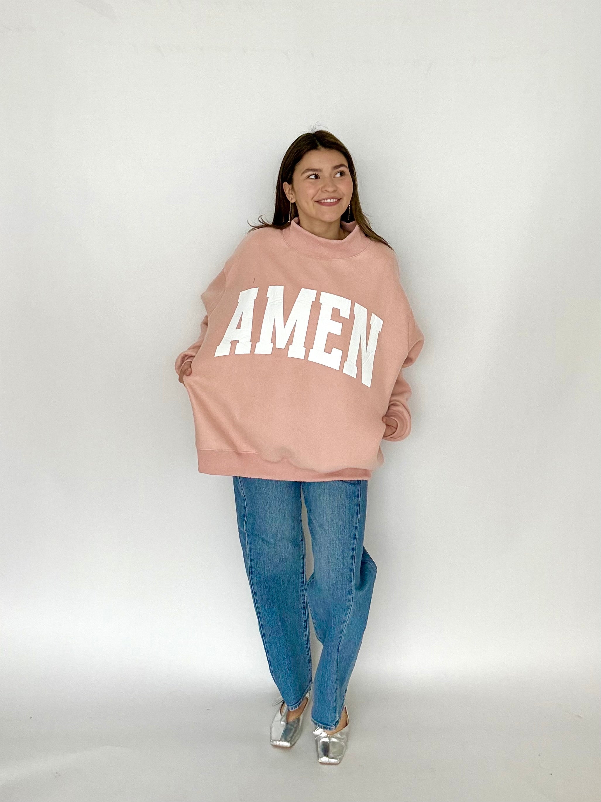 UC "WWJD" Reversible Mock Neck Sweatshirt-Shop-Womens-Boutique-Clothing