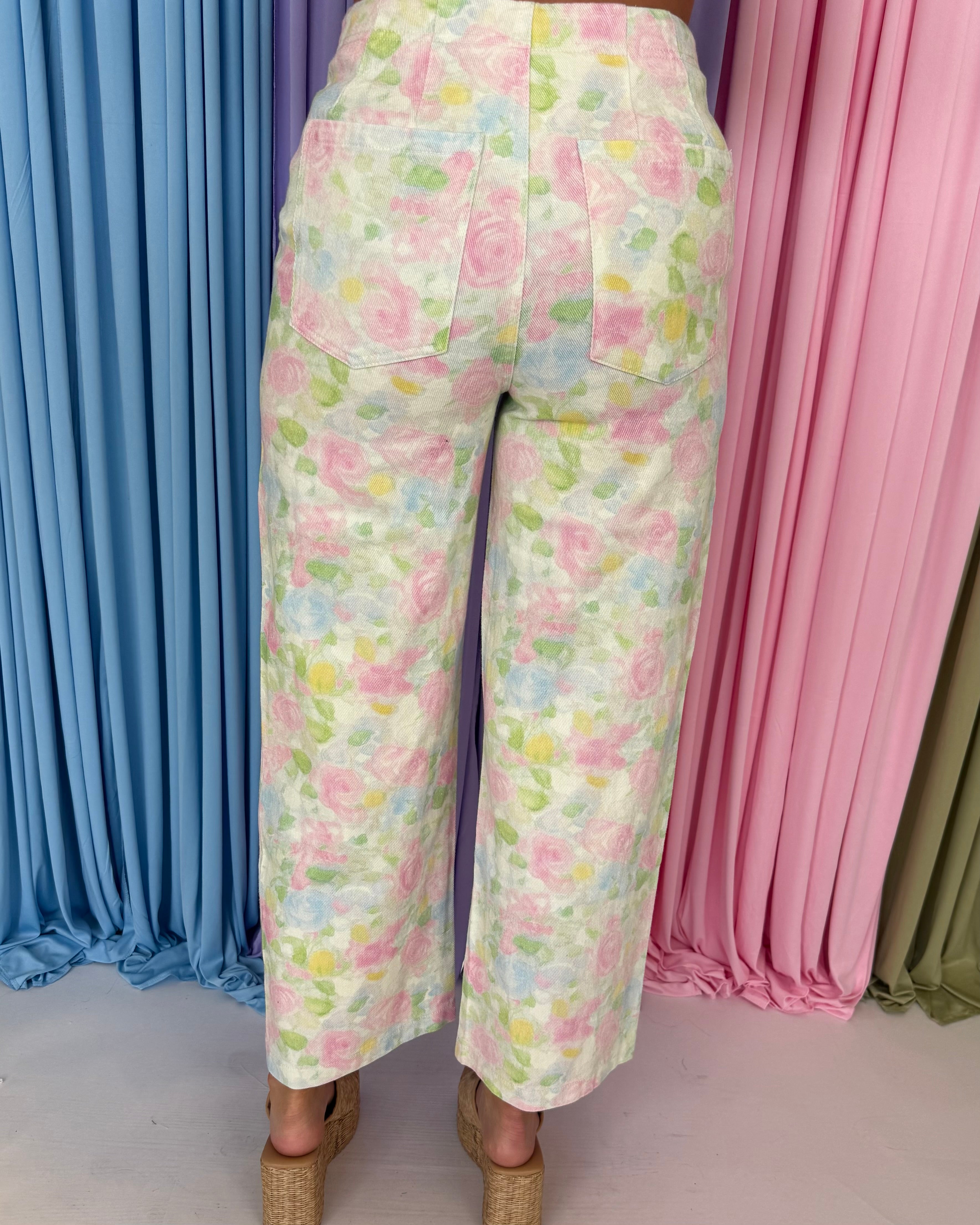 Total Darling Pink Combo Floral High Waist Pants-Shop-Womens-Boutique-Clothing