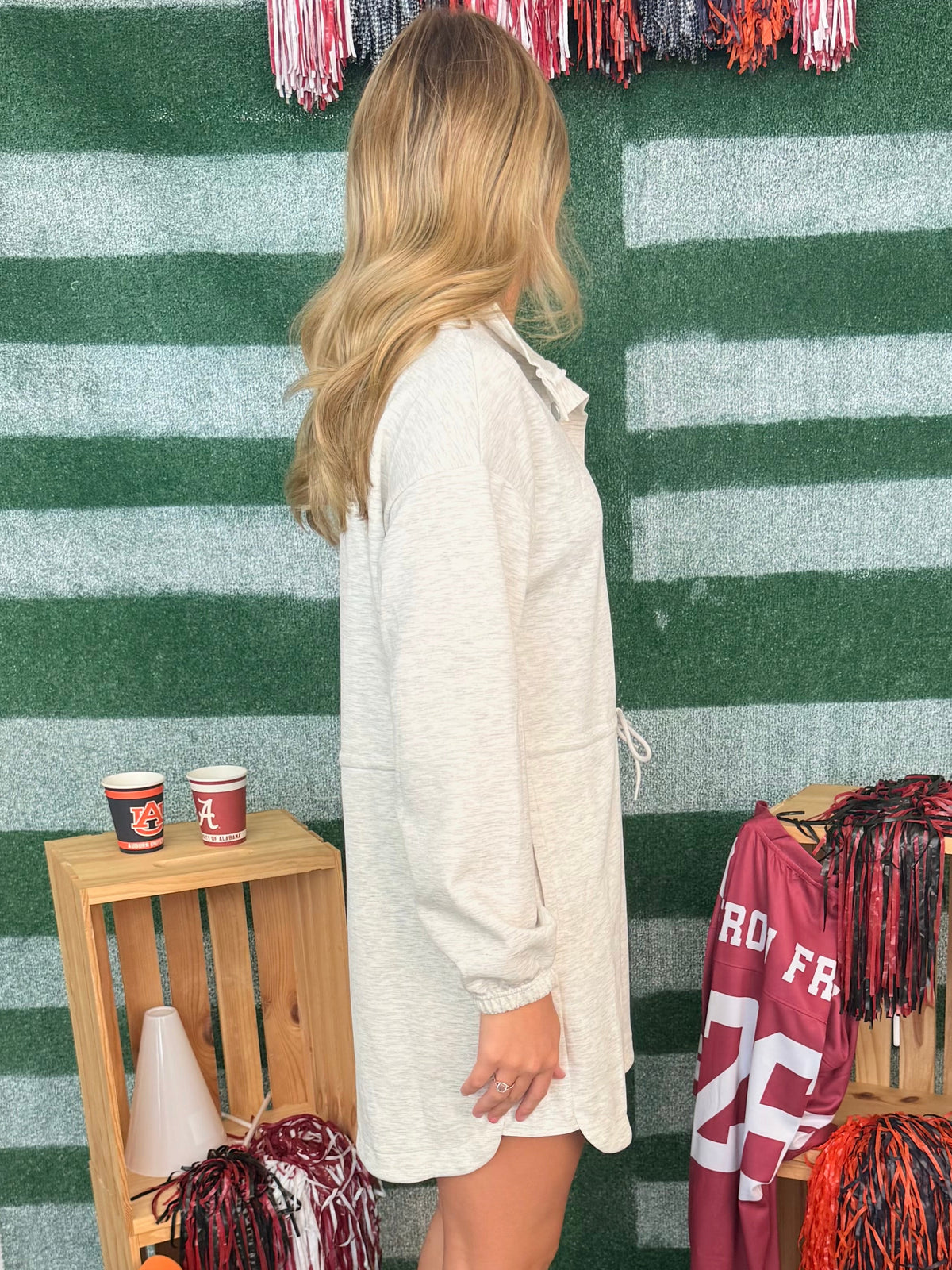 Sweet Stroll H. White Half Zip Dress-Shop-Womens-Boutique-Clothing