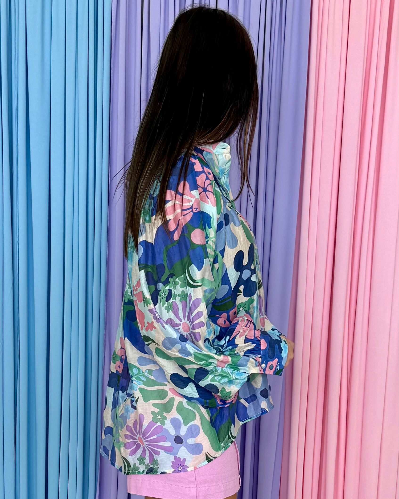 Always Lovely Sea Blue Floral Button Down Top-Shop-Womens-Boutique-Clothing