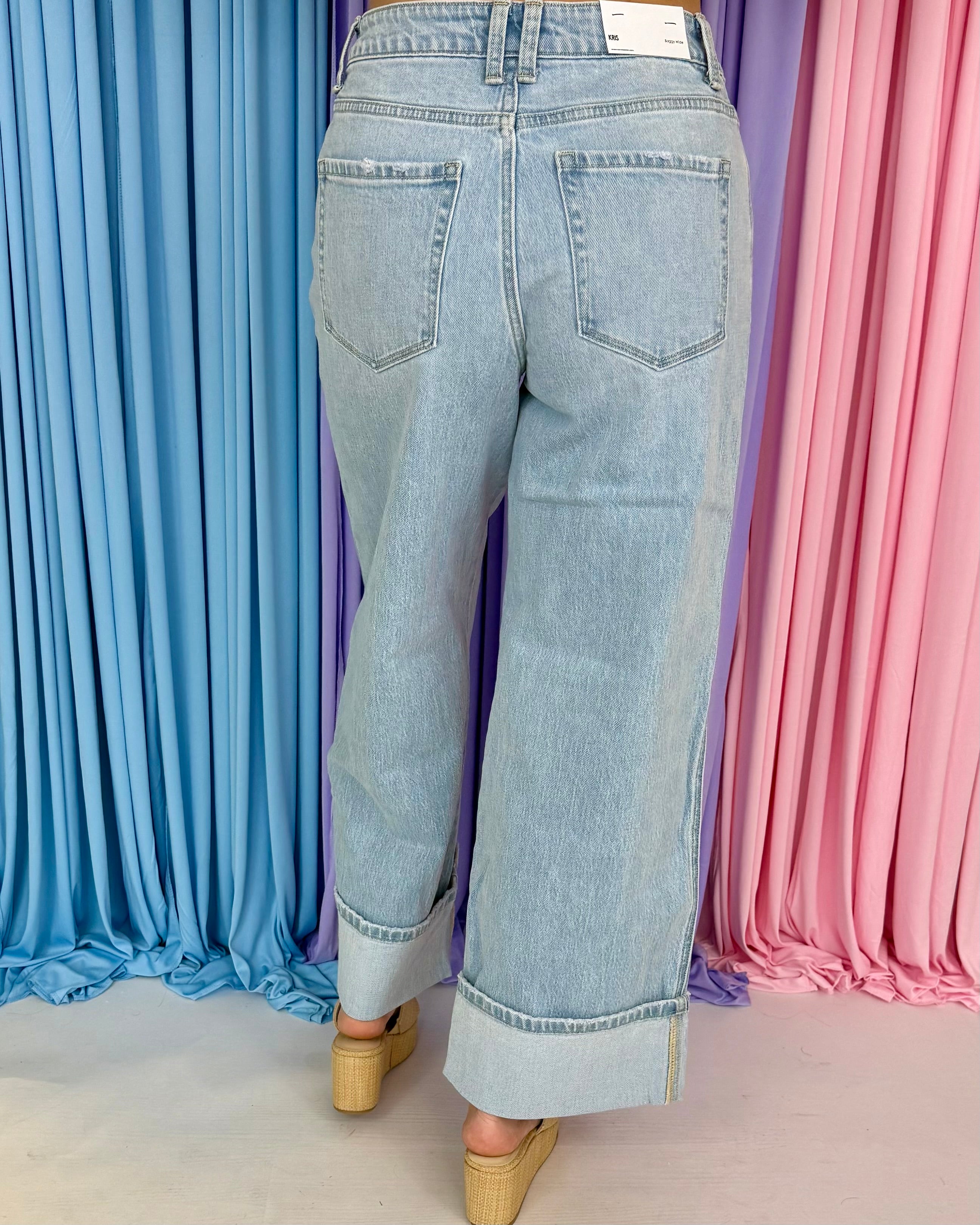 All Strides Cuffed Baggy Wide Leg Jeans-Shop-Womens-Boutique-Clothing