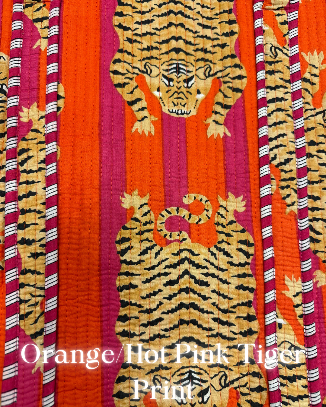 Printed Quilted Tote Bag-Orange/Hot Pink Tiger Print-Regular-Shop-Womens-Boutique-Clothing