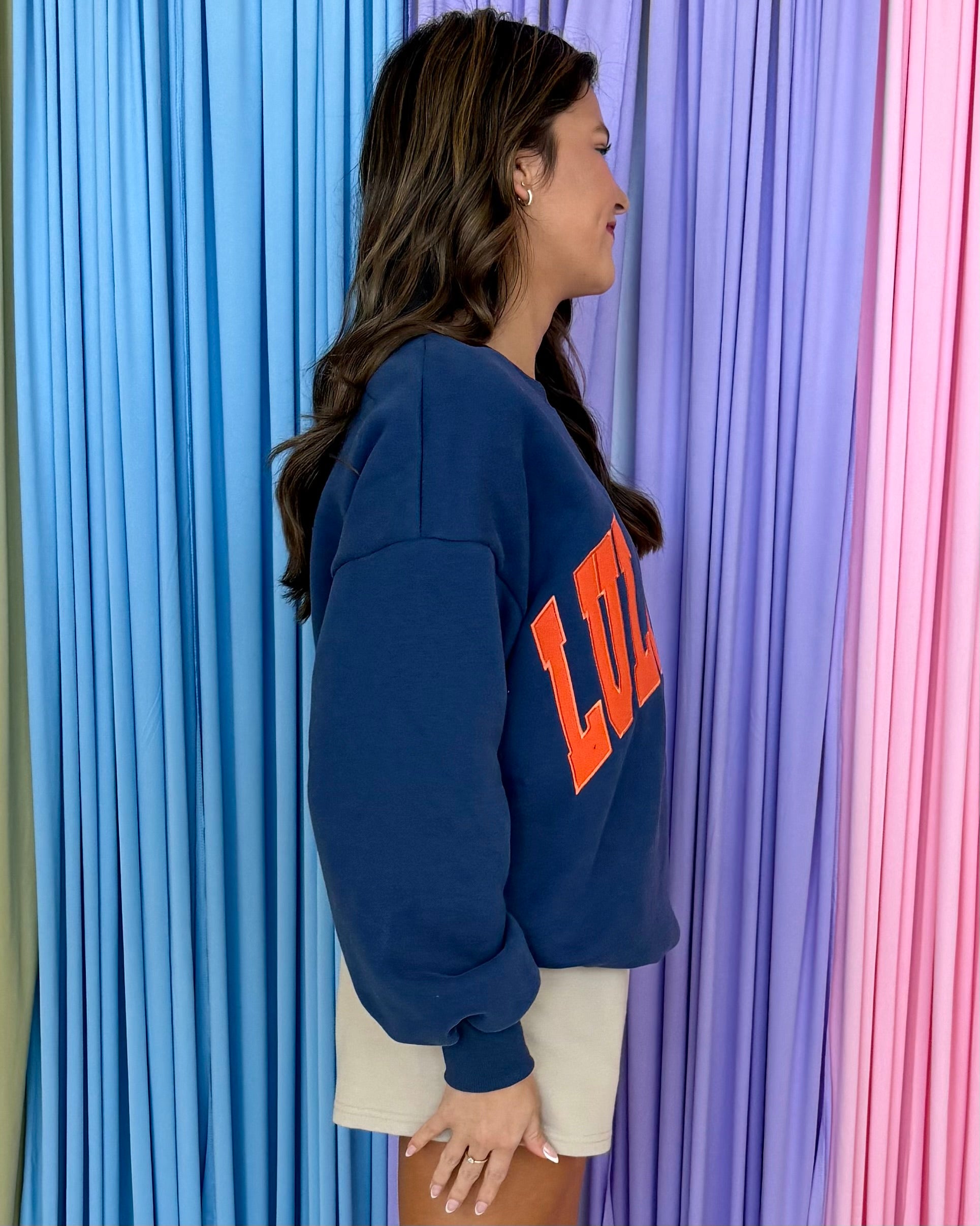 LULU MAC Navy/Orange Sweatshirt-Shop-Womens-Boutique-Clothing
