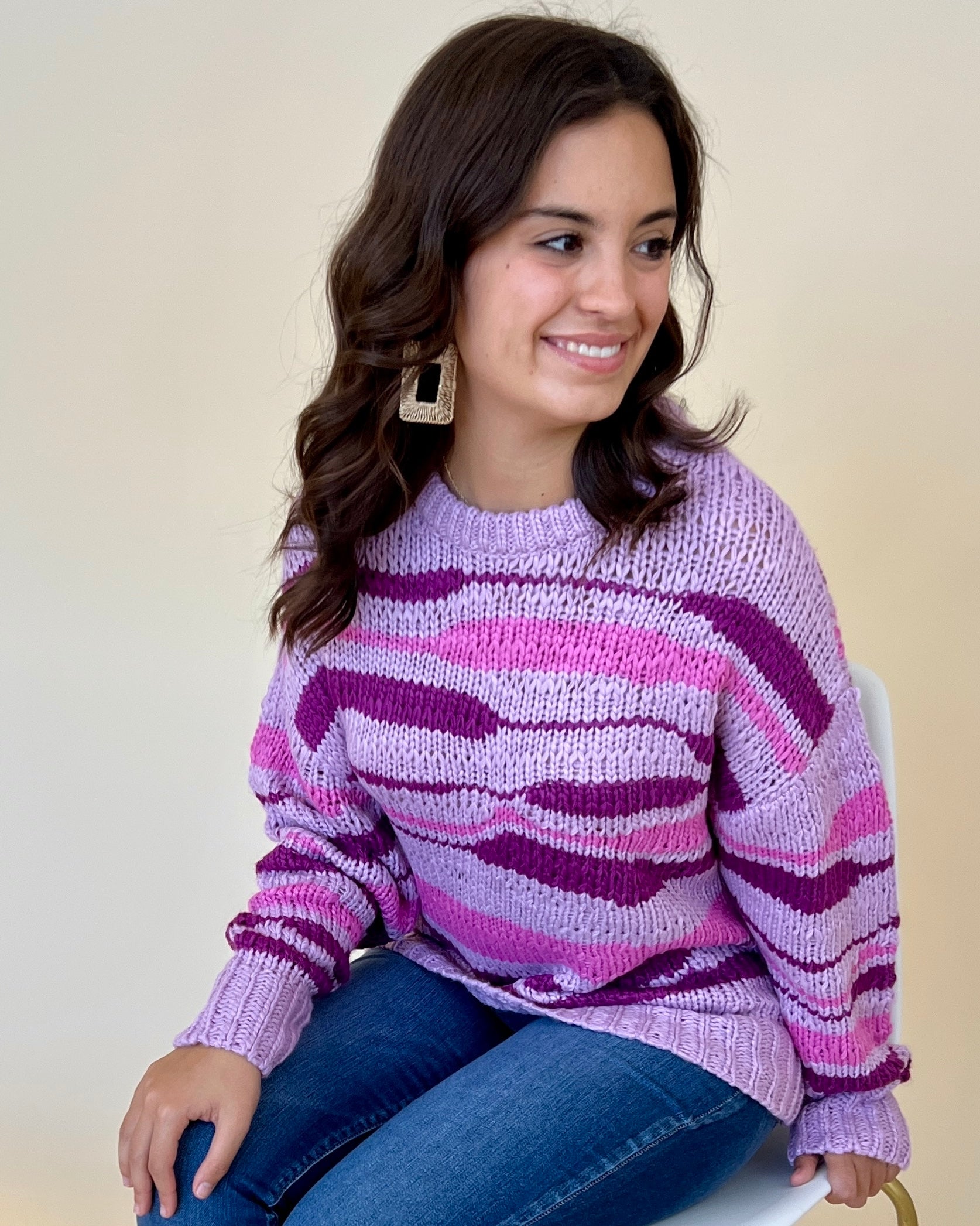 Eyes On You Orchid Chunky Stripe Sweater-Shop-Womens-Boutique-Clothing