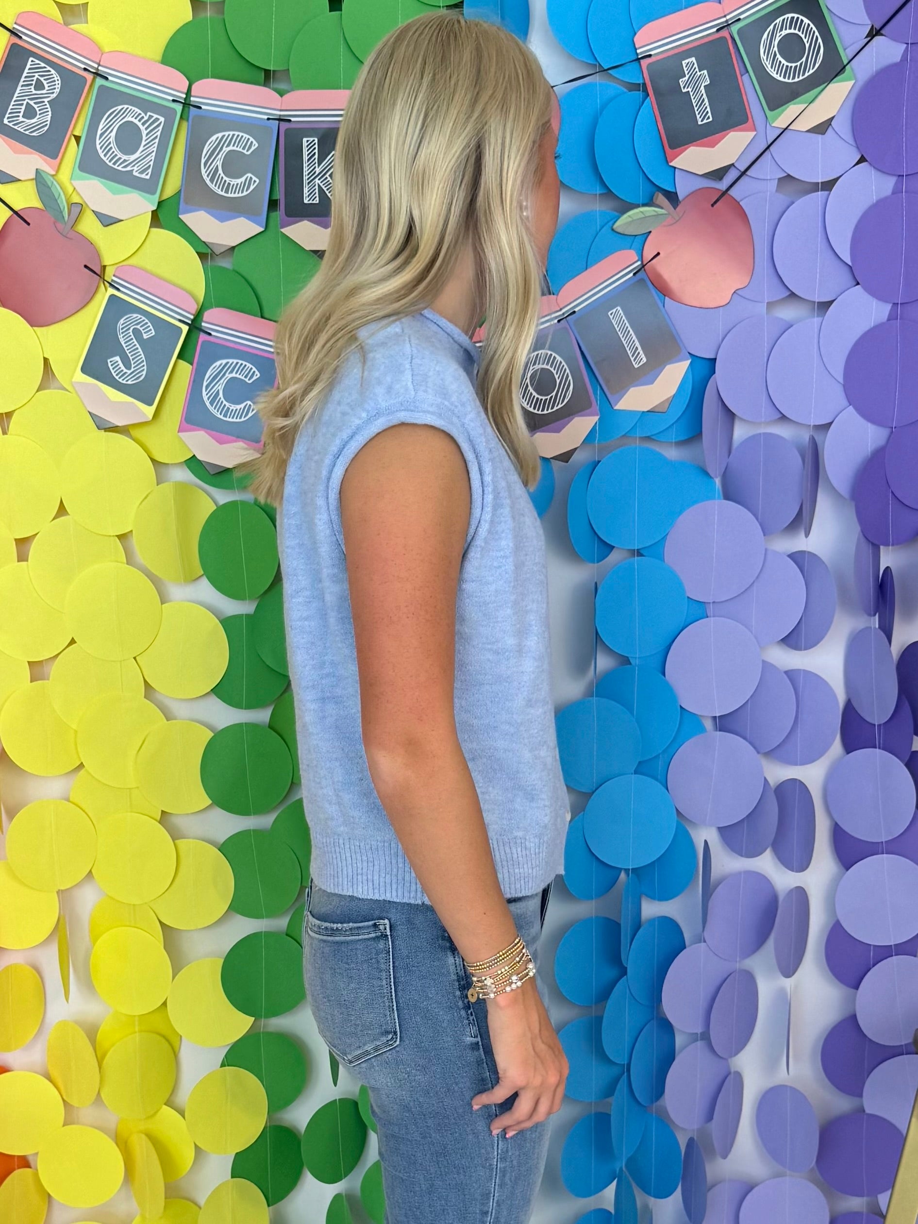 Cottage Bloom Sky Blue Sweater Vest-Shop-Womens-Boutique-Clothing