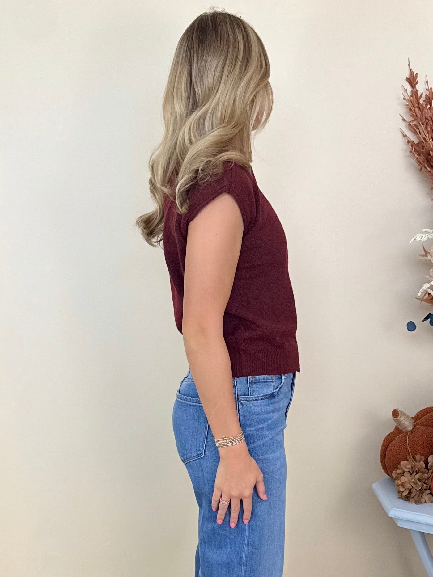 Your Side Burgundy Sleeveless Cardigan Sweater-Shop-Womens-Boutique-Clothing