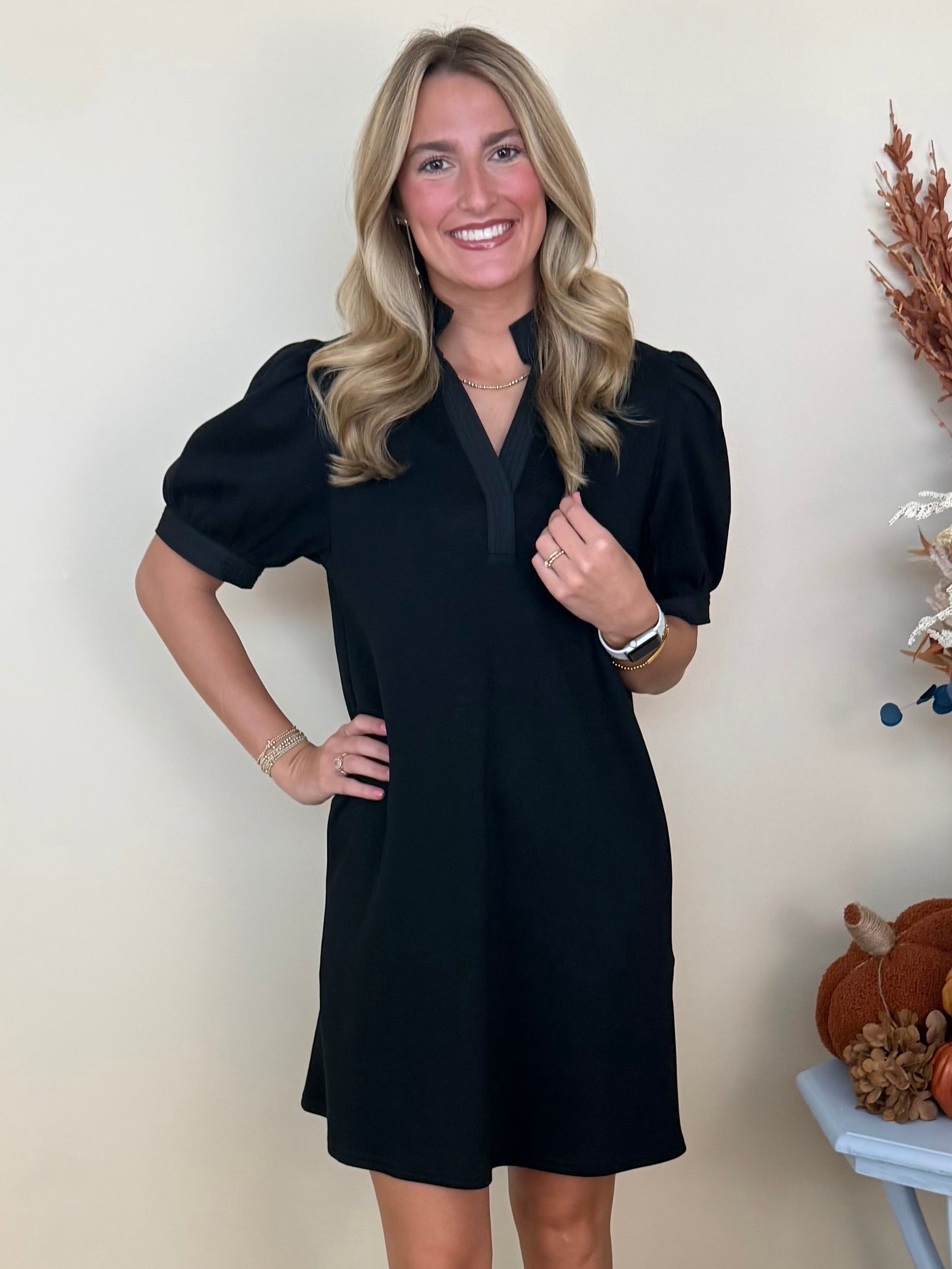 Came Back Better Black Puff Sleeve Shift Dress-Shop-Womens-Boutique-Clothing