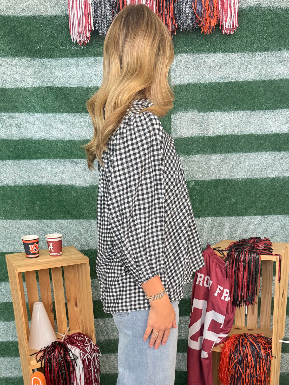The Weekend Black Checkered Open Collared Top-Shop-Womens-Boutique-Clothing