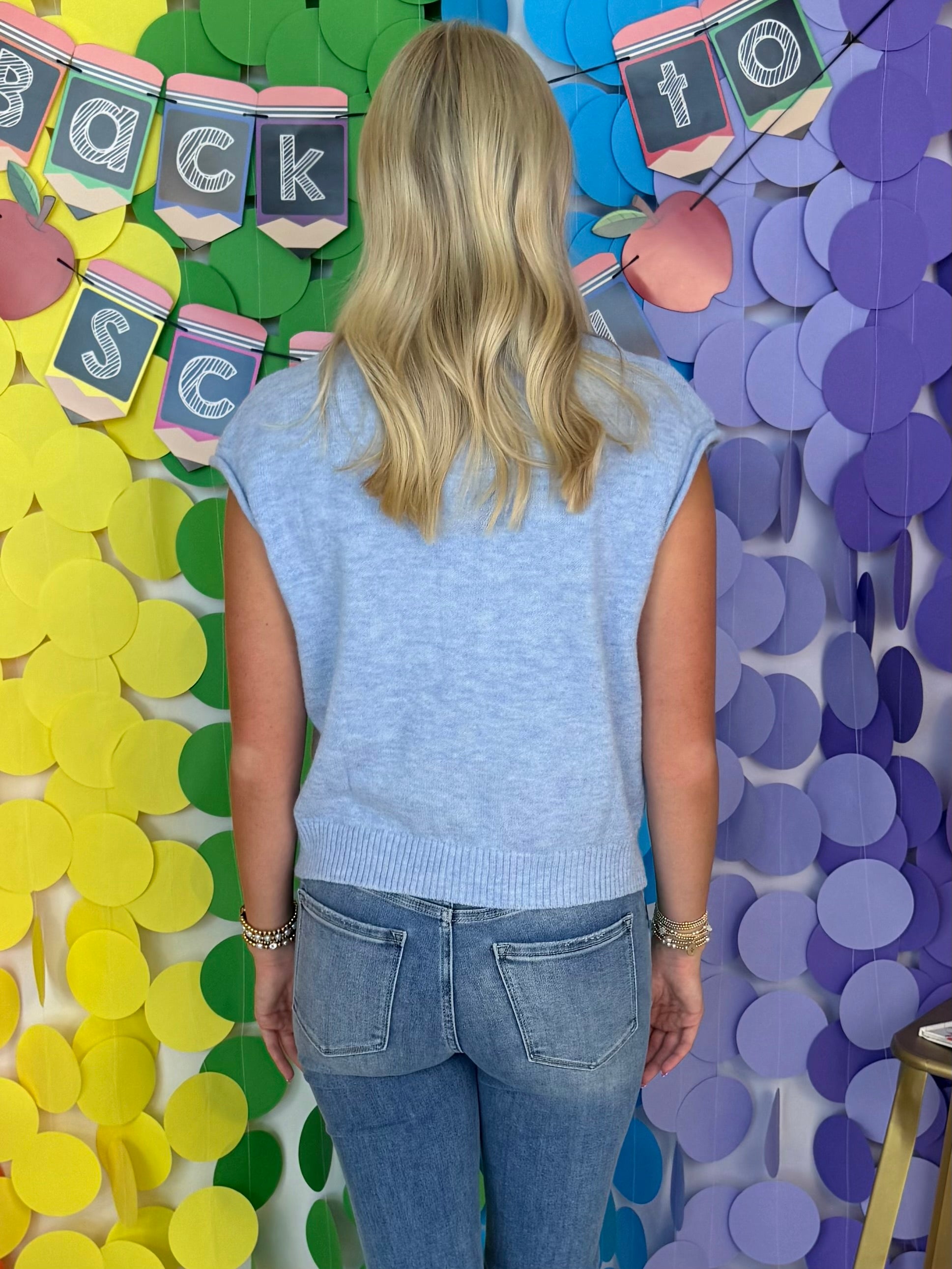 Cottage Bloom Sky Blue Sweater Vest-Shop-Womens-Boutique-Clothing