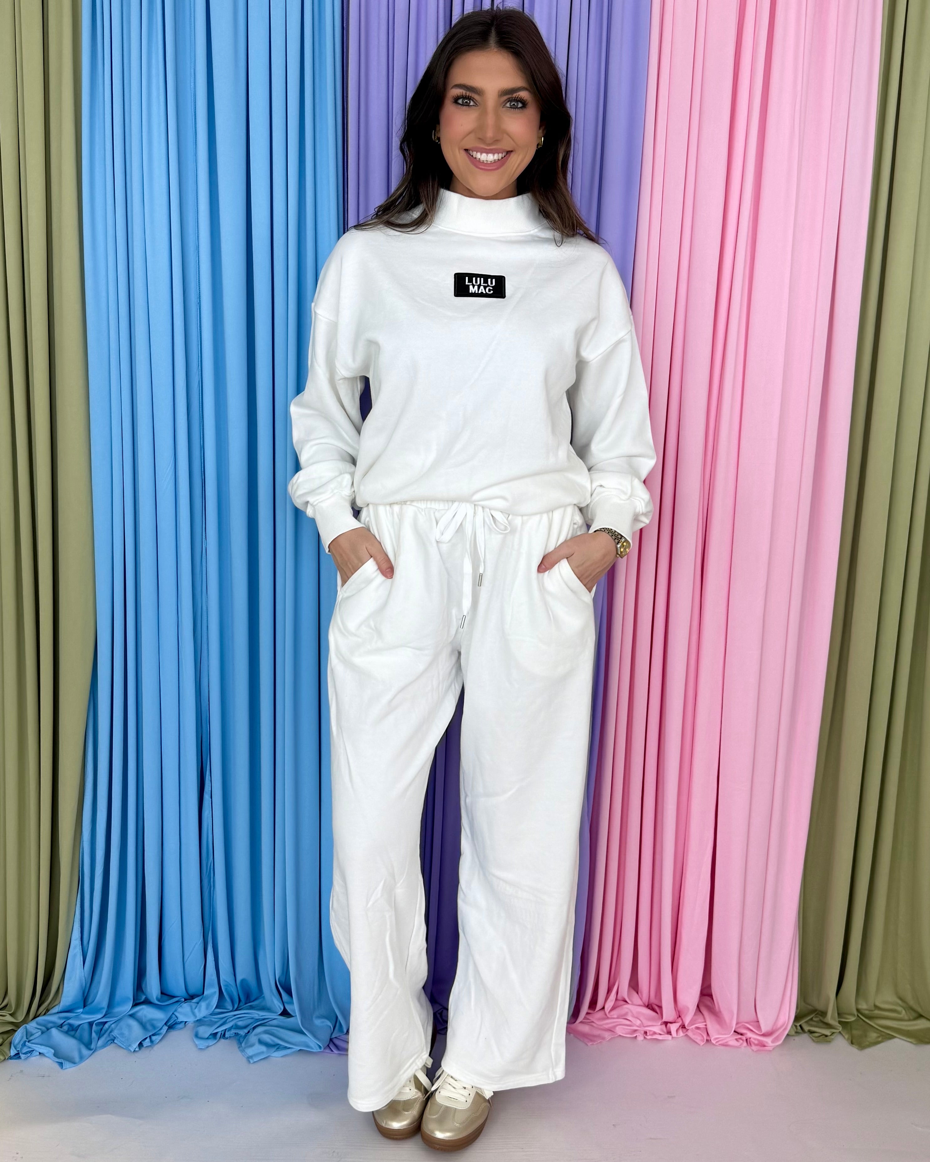 LULU MAC White Terry Cloth Pant-Shop-Womens-Boutique-Clothing