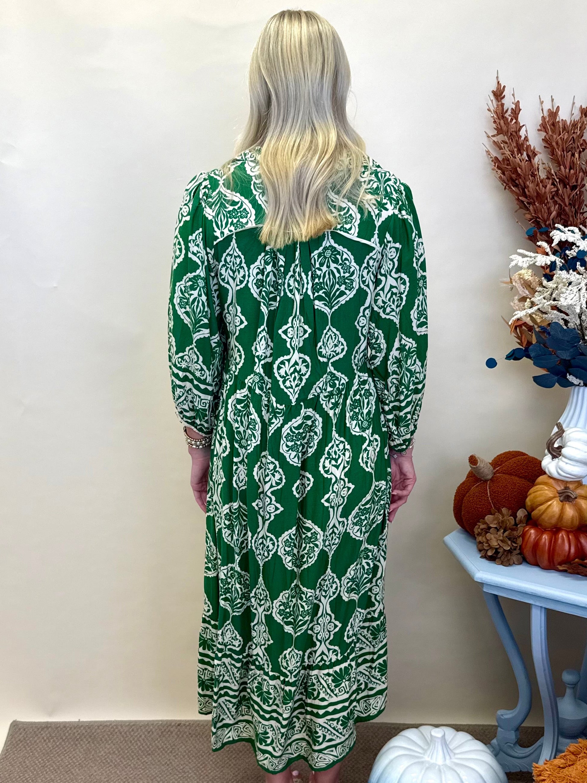 Right Timing Green Abstract Midi Dress-Shop-Womens-Boutique-Clothing
