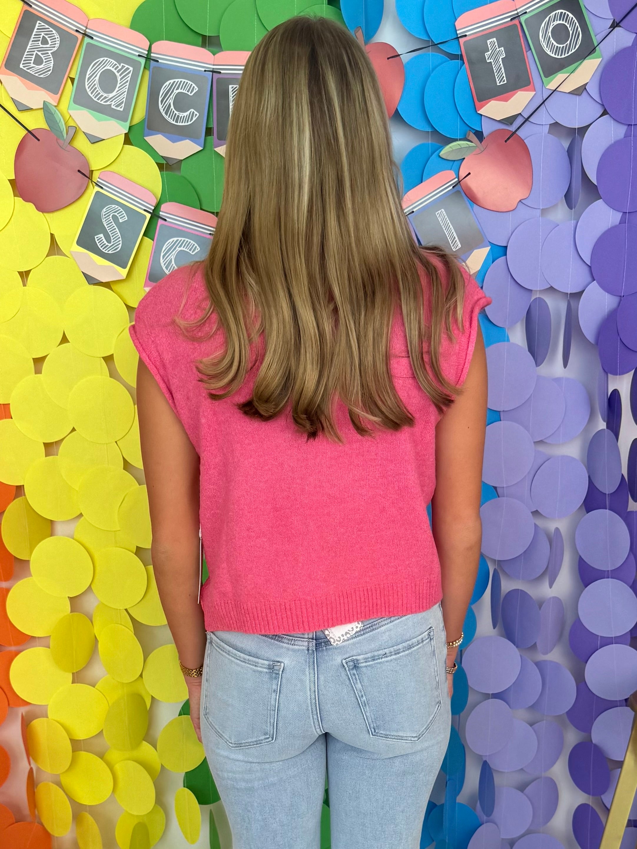 Cottage Bloom Bubblegum Sweater Vest-Shop-Womens-Boutique-Clothing