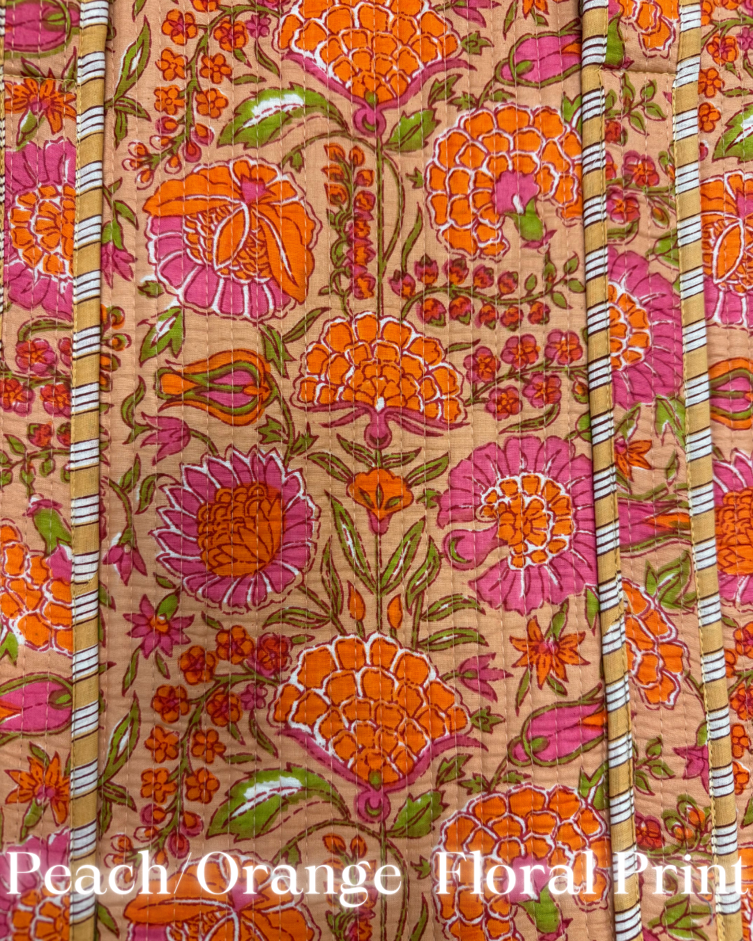 Printed Quilted Tote Bag-Peach/Orange Floral Print-Regular-Shop-Womens-Boutique-Clothing