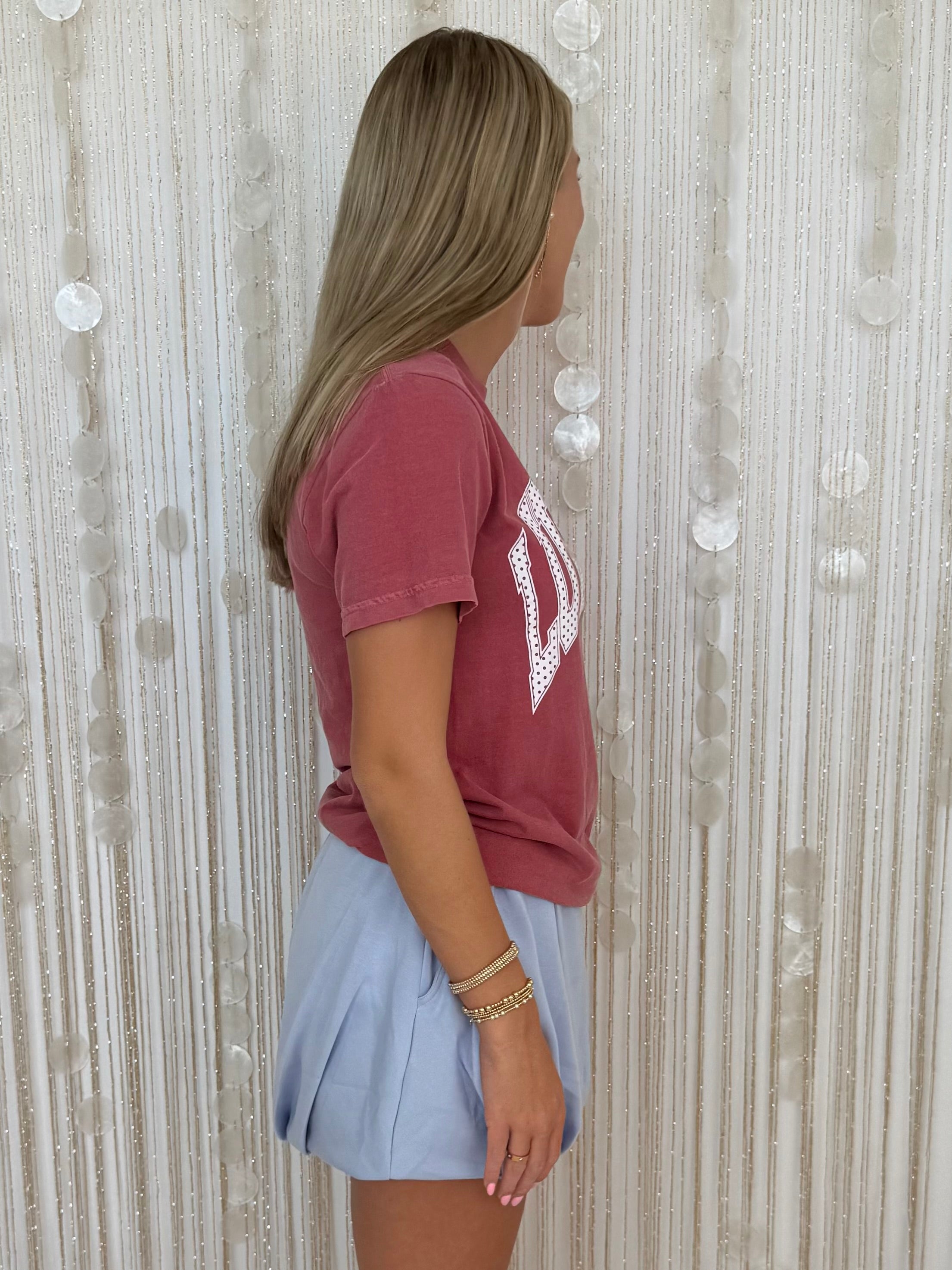 Lulu Mac Crimson Polka Dot Tee-Shop-Womens-Boutique-Clothing