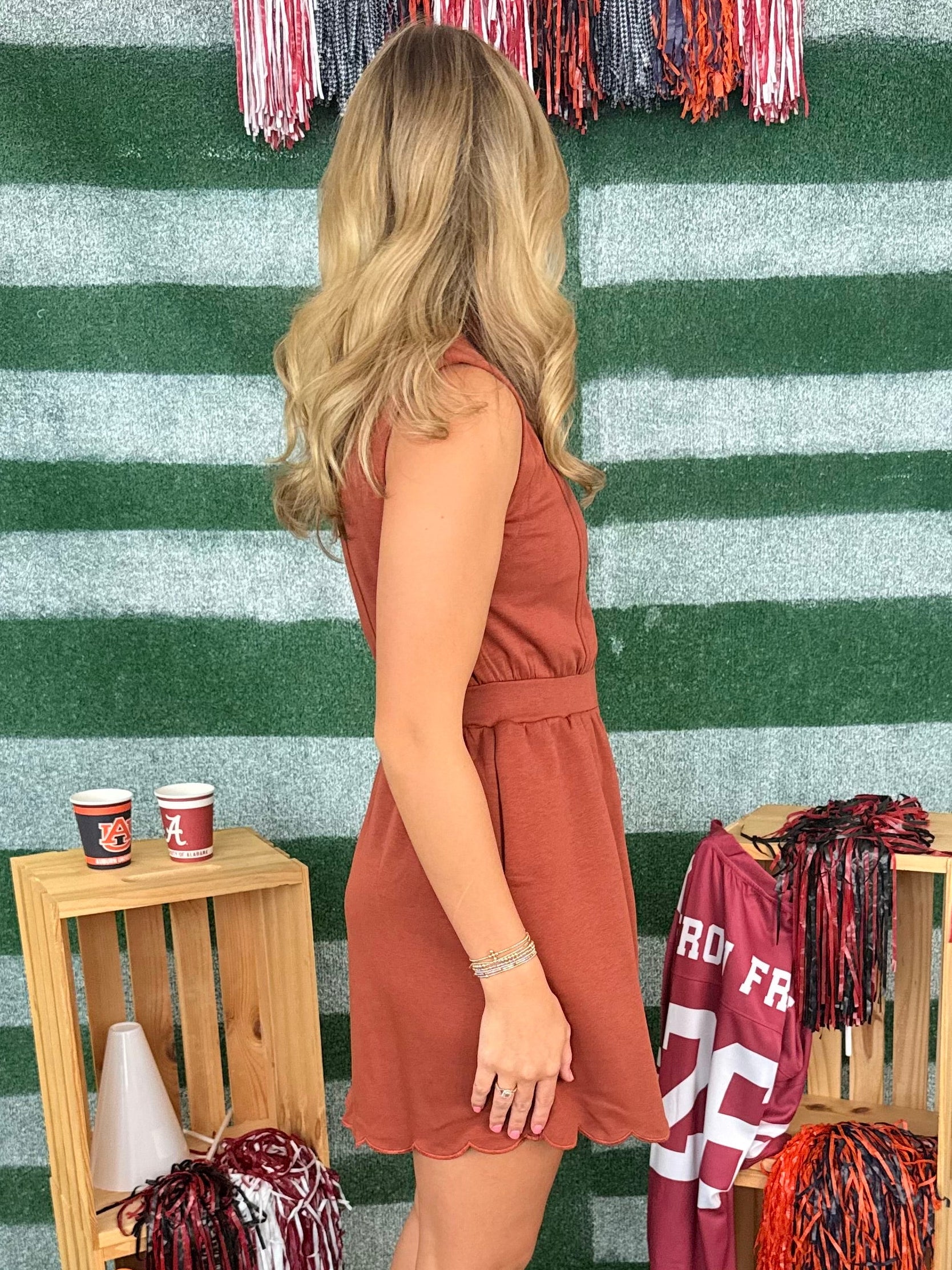 Sweet Statement Brick Scallop Detail Sleeveless Dress-Shop-Womens-Boutique-Clothing