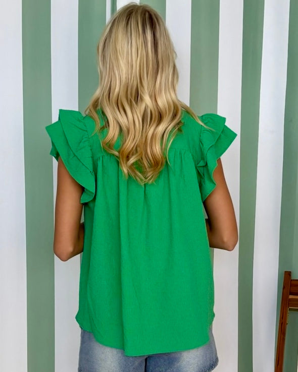 Completely Me Green Textured Smocked Top-Shop-Womens-Boutique-Clothing