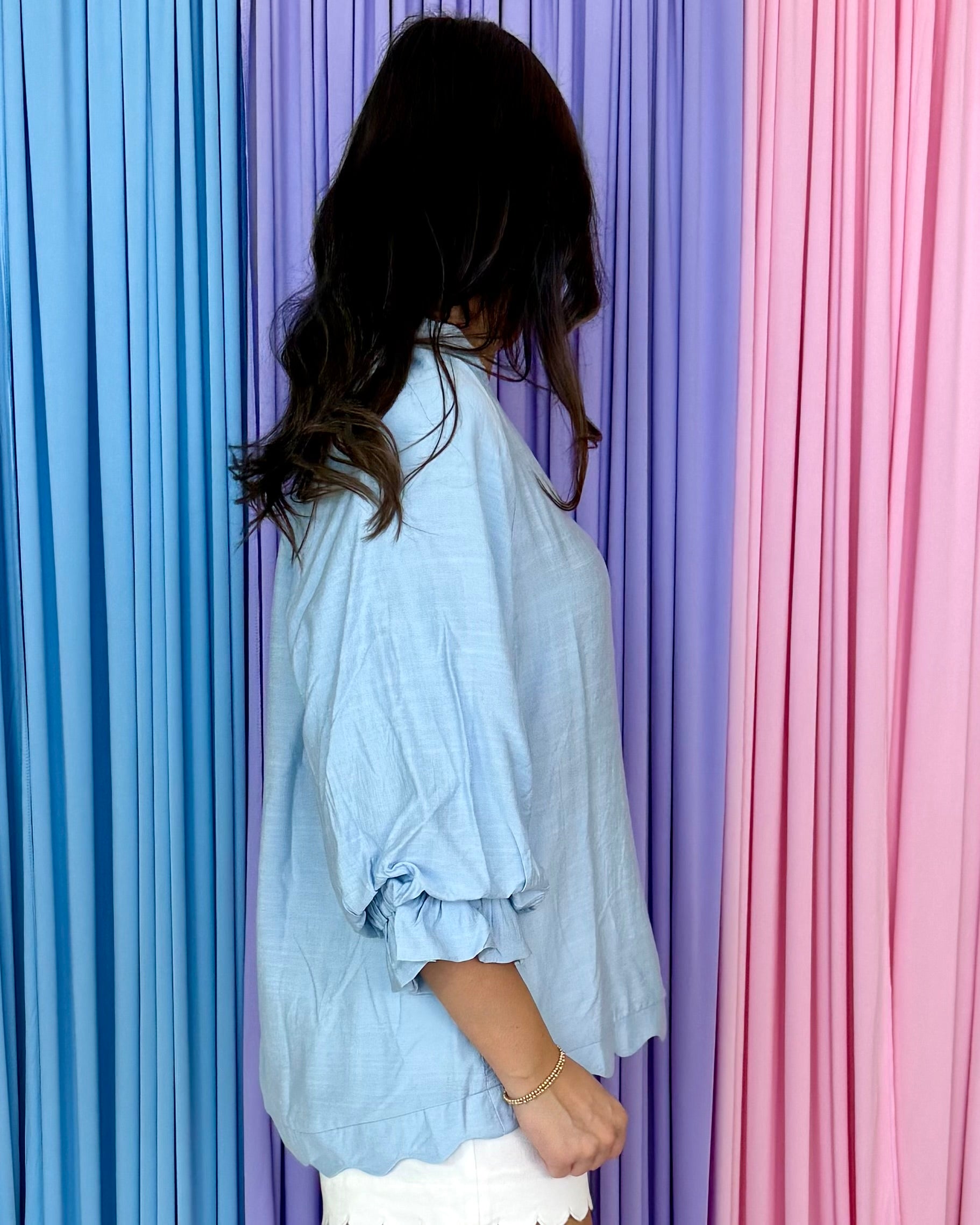 All This Time Sky Blue Scallop Edge Top-Shop-Womens-Boutique-Clothing