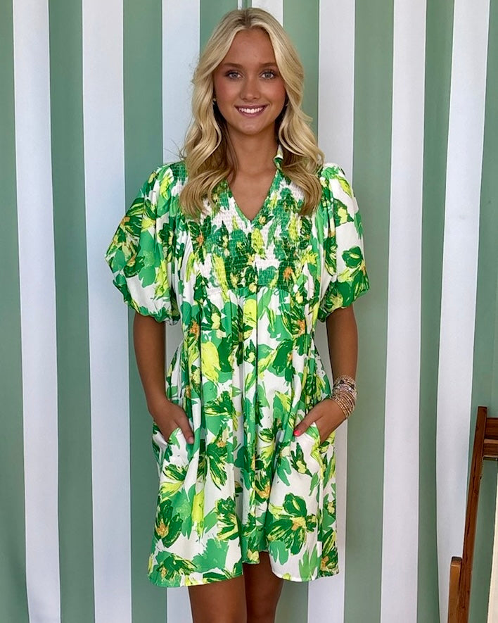 Frequent Dreams Green Floral Dress-Shop-Womens-Boutique-Clothing