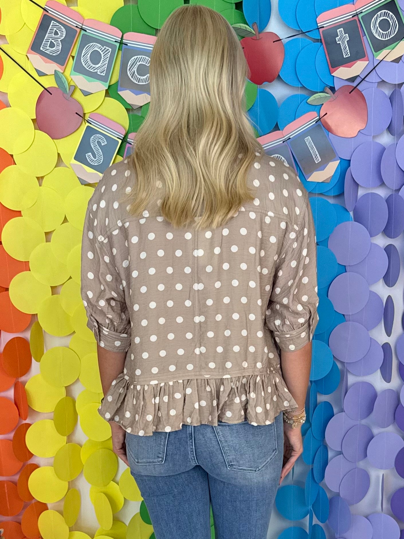 Pure Peace Sand Polka Dot Top-Shop-Womens-Boutique-Clothing