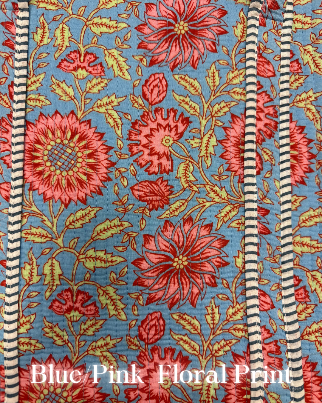 Printed Quilted Tote Bag-Blue/Pink Floral Print-Regular-Shop-Womens-Boutique-Clothing