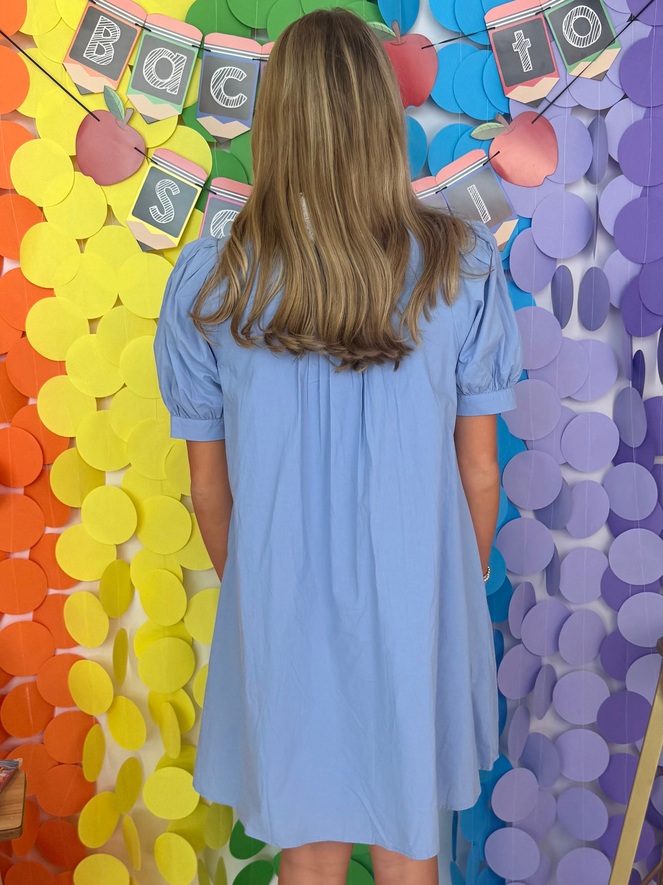 The First Bloom Blue Pintuck Dress-Shop-Womens-Boutique-Clothing
